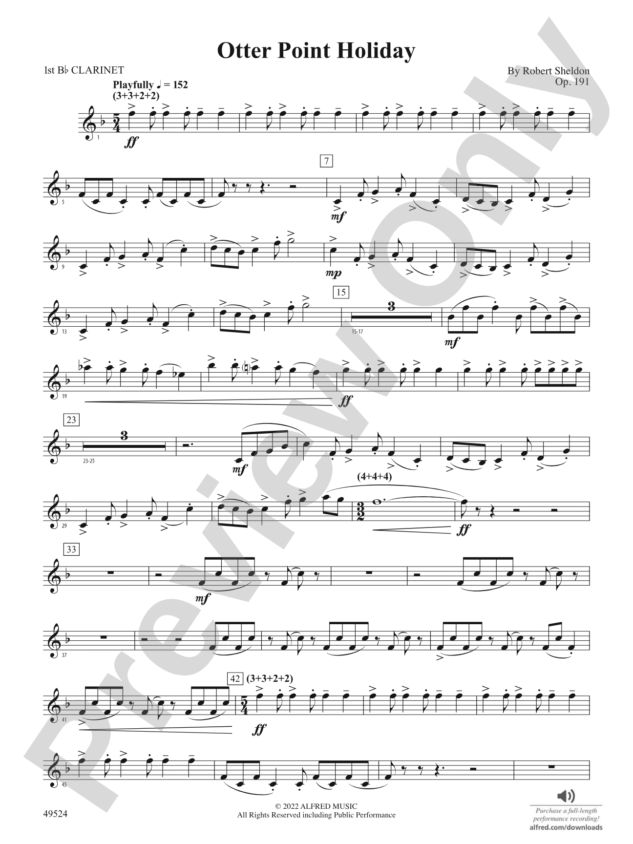 Otter Point Holiday: 1st B-flat Clarinet