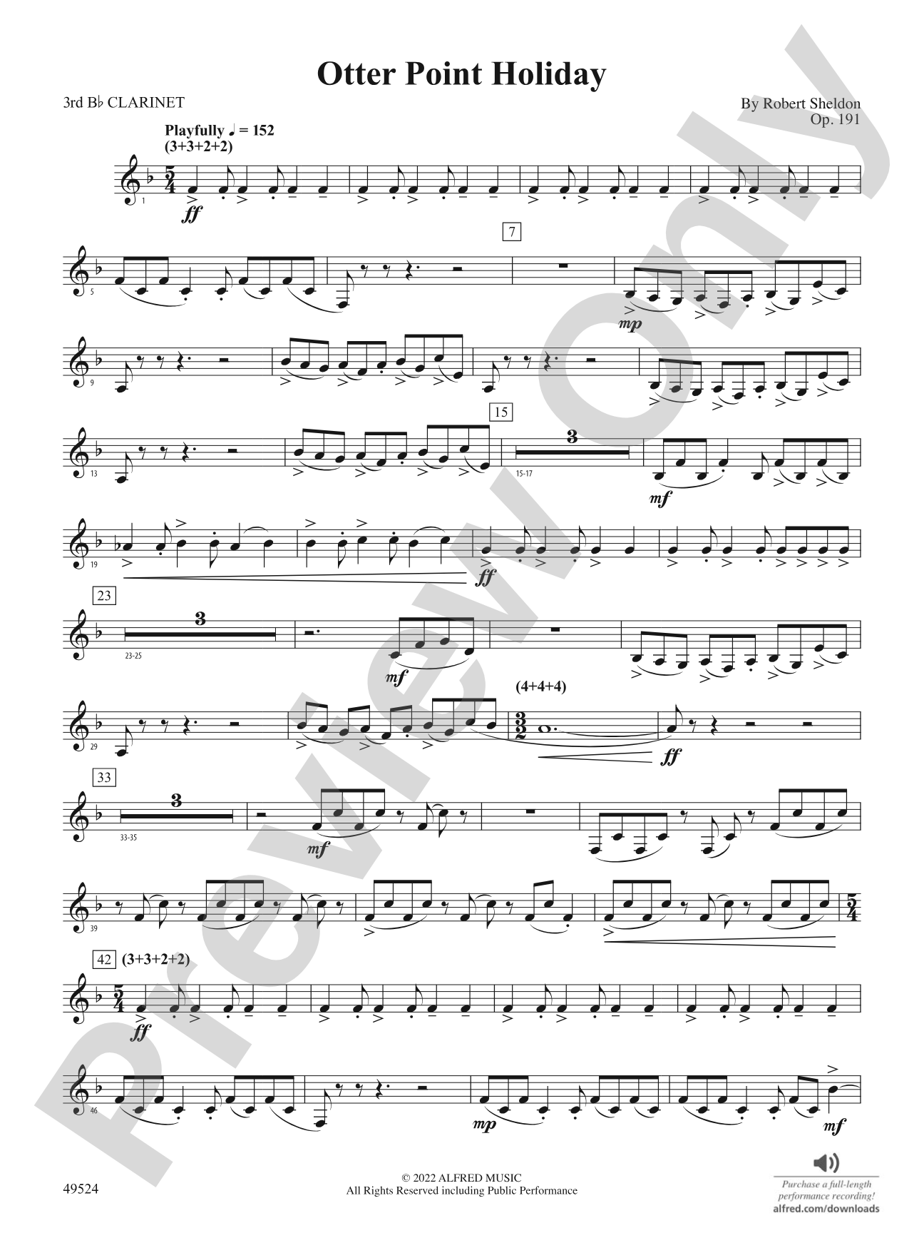 Otter Point Holiday: 3rd B-flat Clarinet