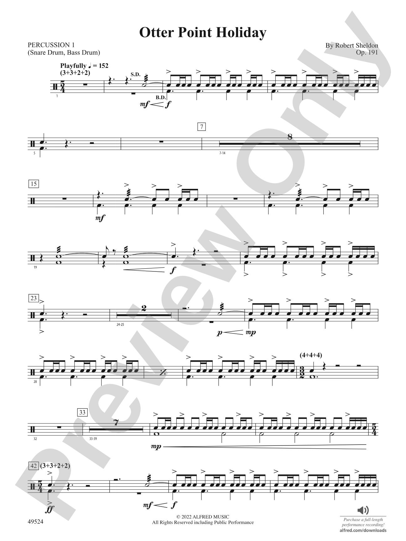 Otter Point Holiday: 1st Percussion