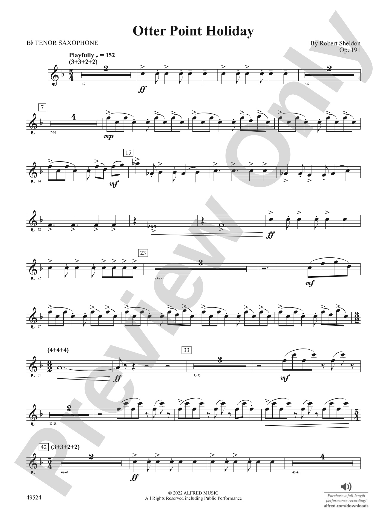 Otter Point Holiday: B-flat Tenor Saxophone