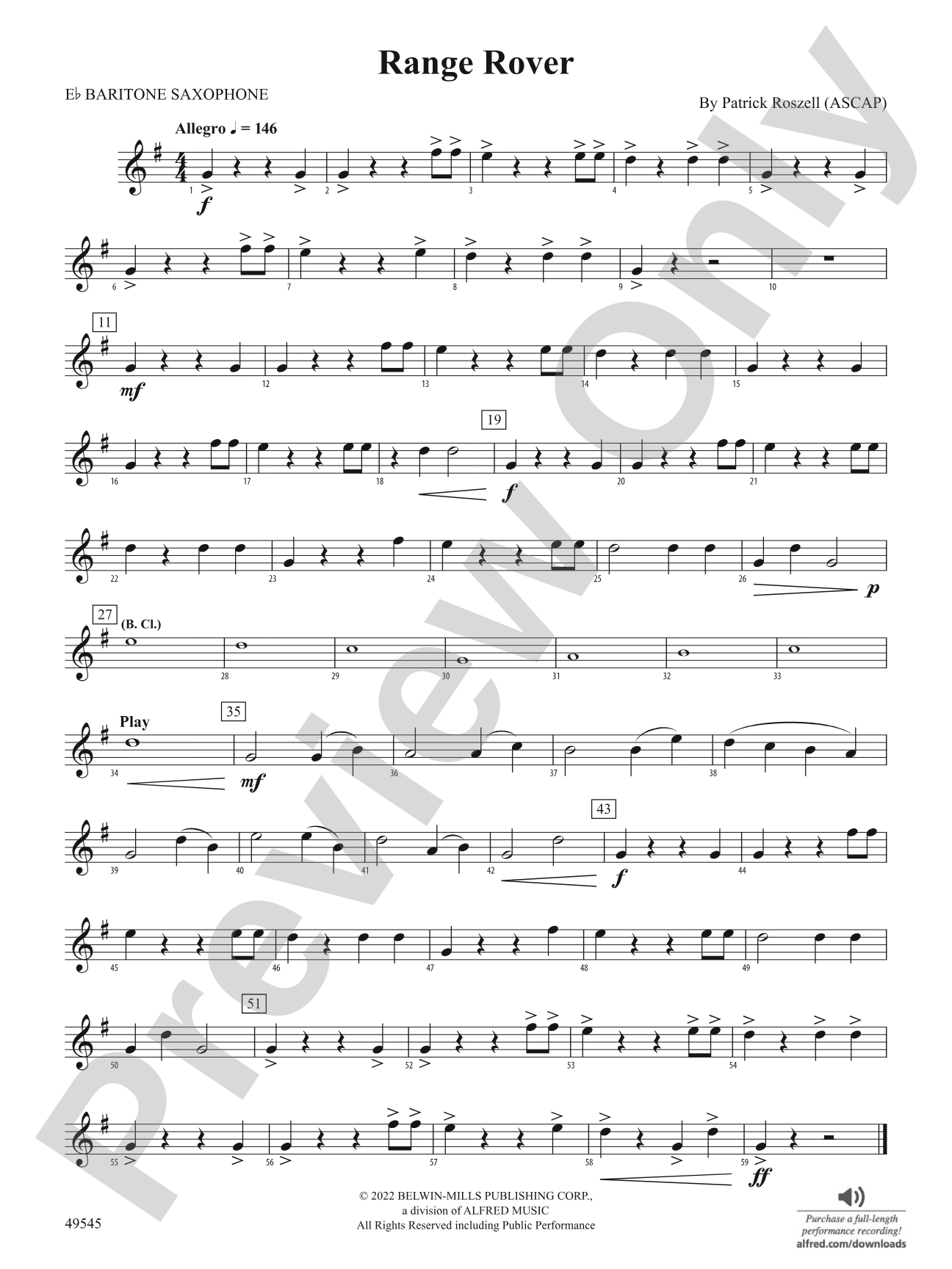 Range Rover: E-flat Baritone Saxophone