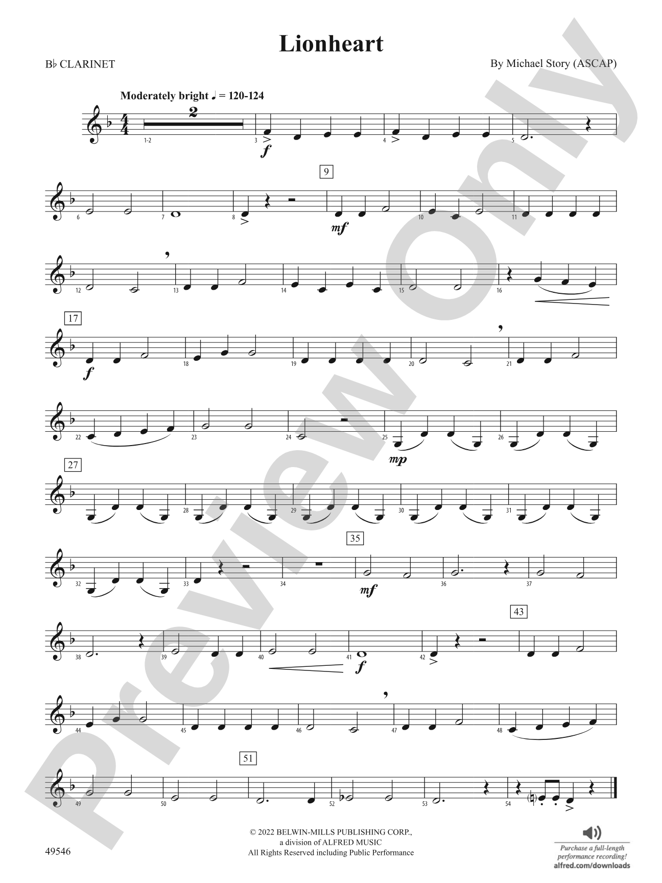 Lionheart: 1st B-flat Clarinet