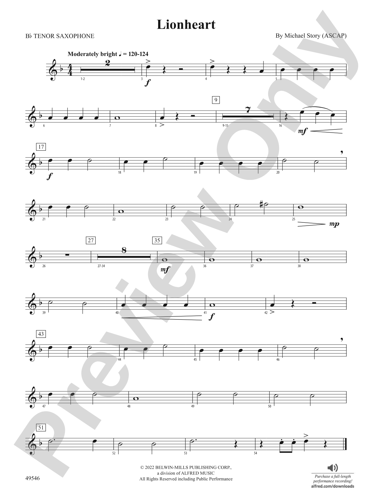 Lionheart: B-flat Tenor Saxophone