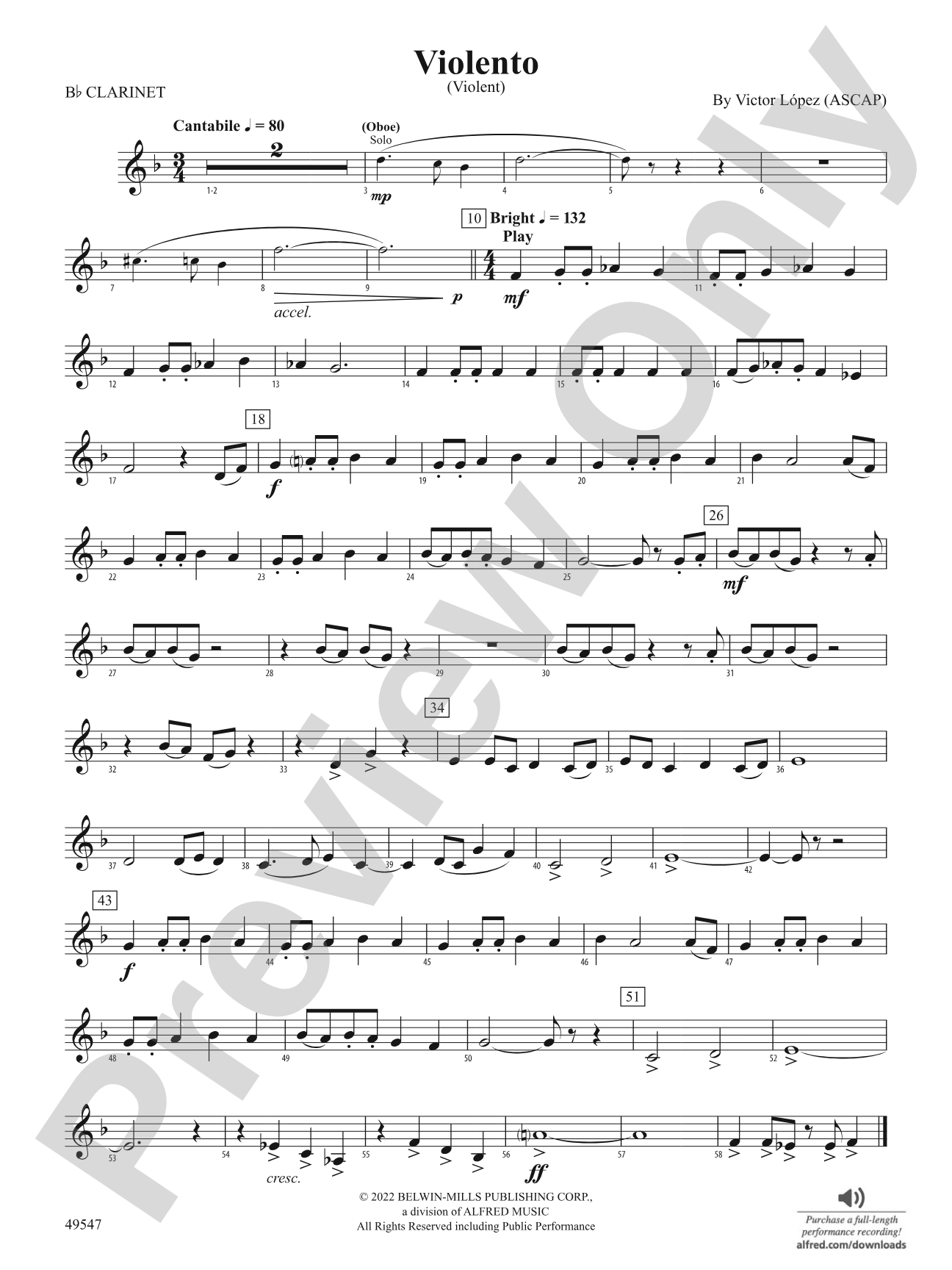 Violento: 1st B-flat Clarinet