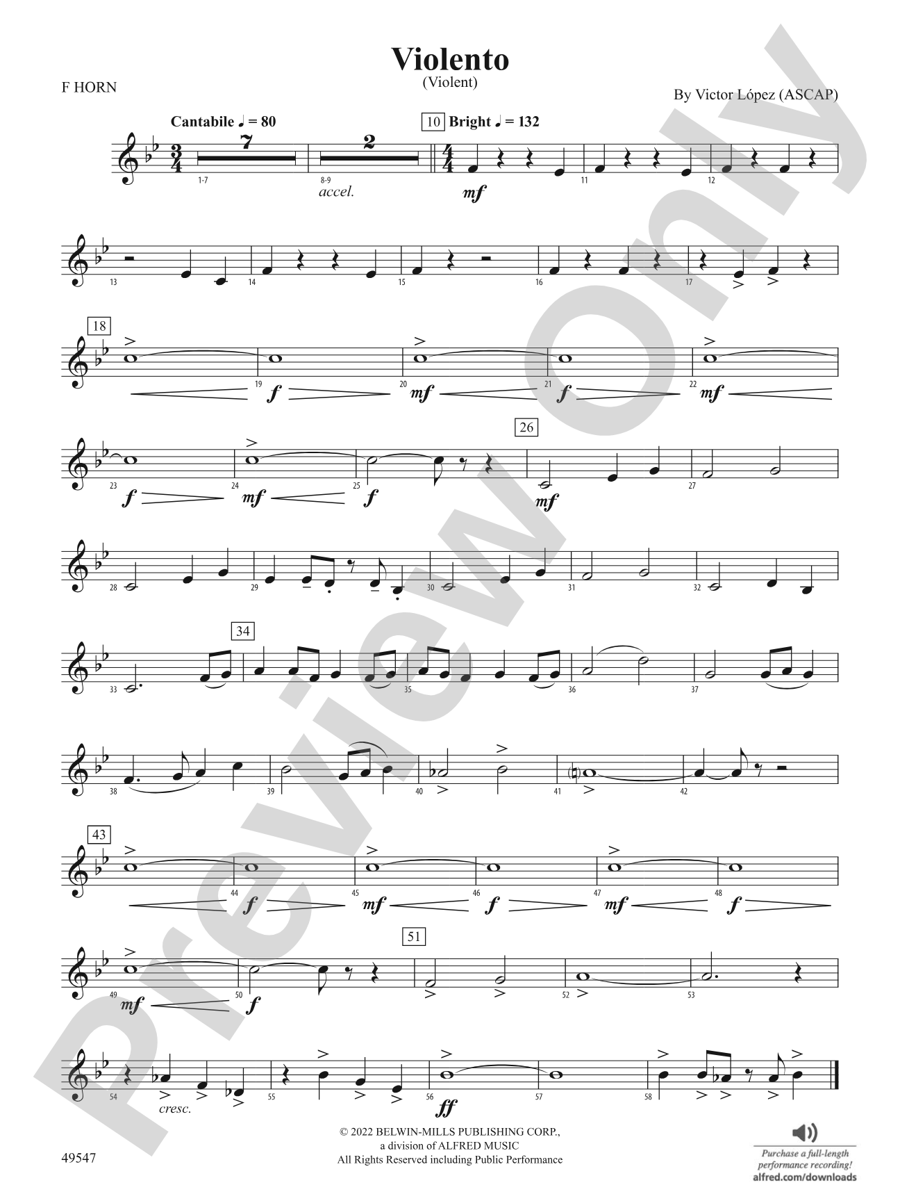 Violento: 1st F Horn