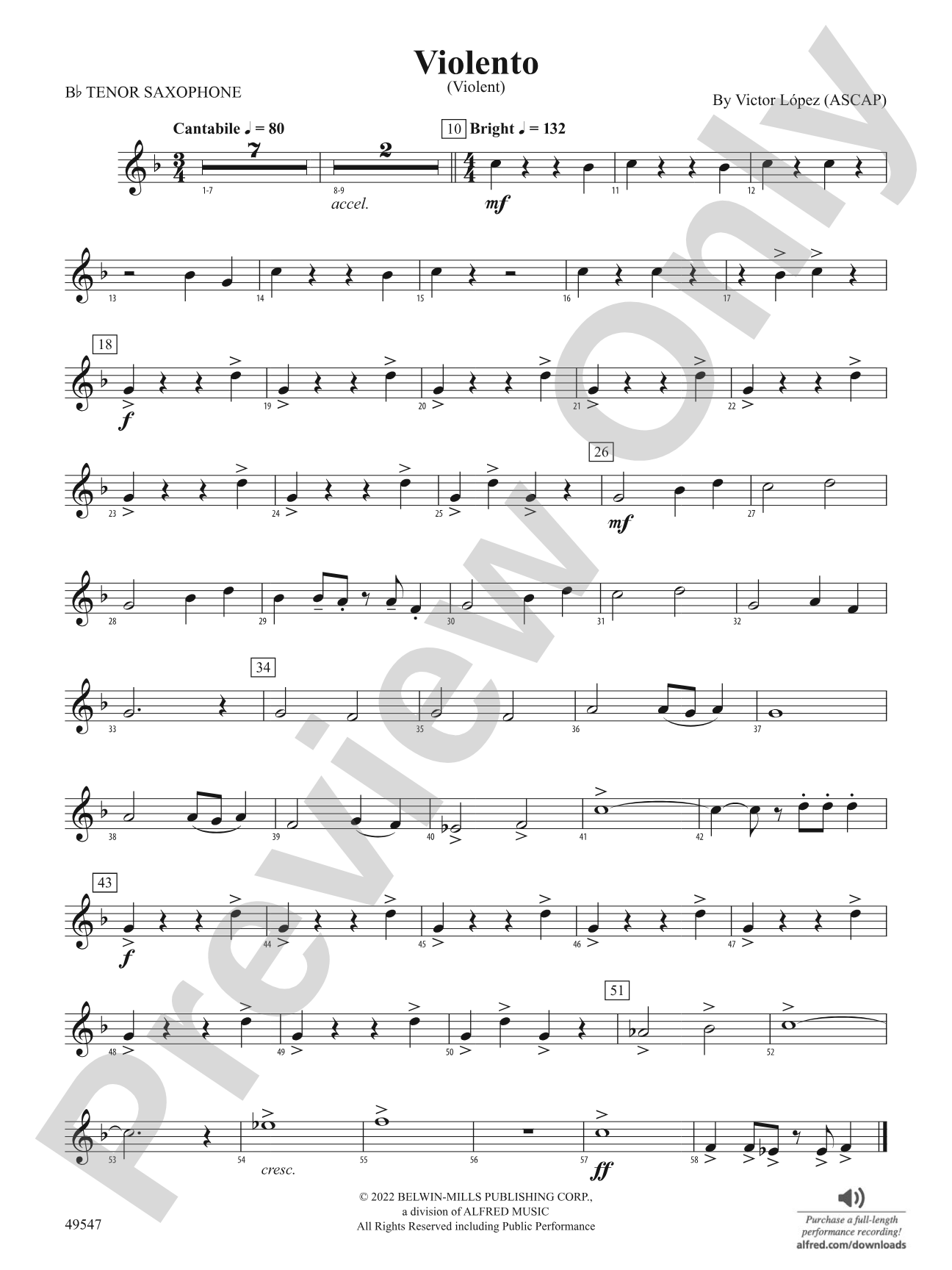 Violento: B-flat Tenor Saxophone