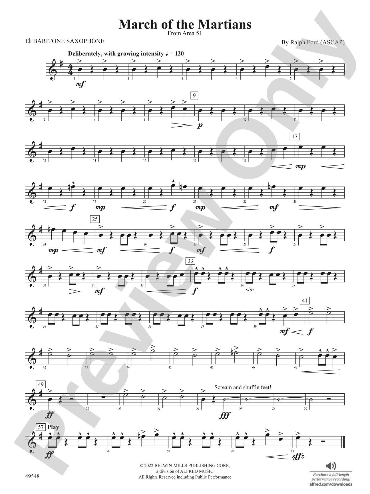 March of the Martians: E-flat Baritone Saxophone