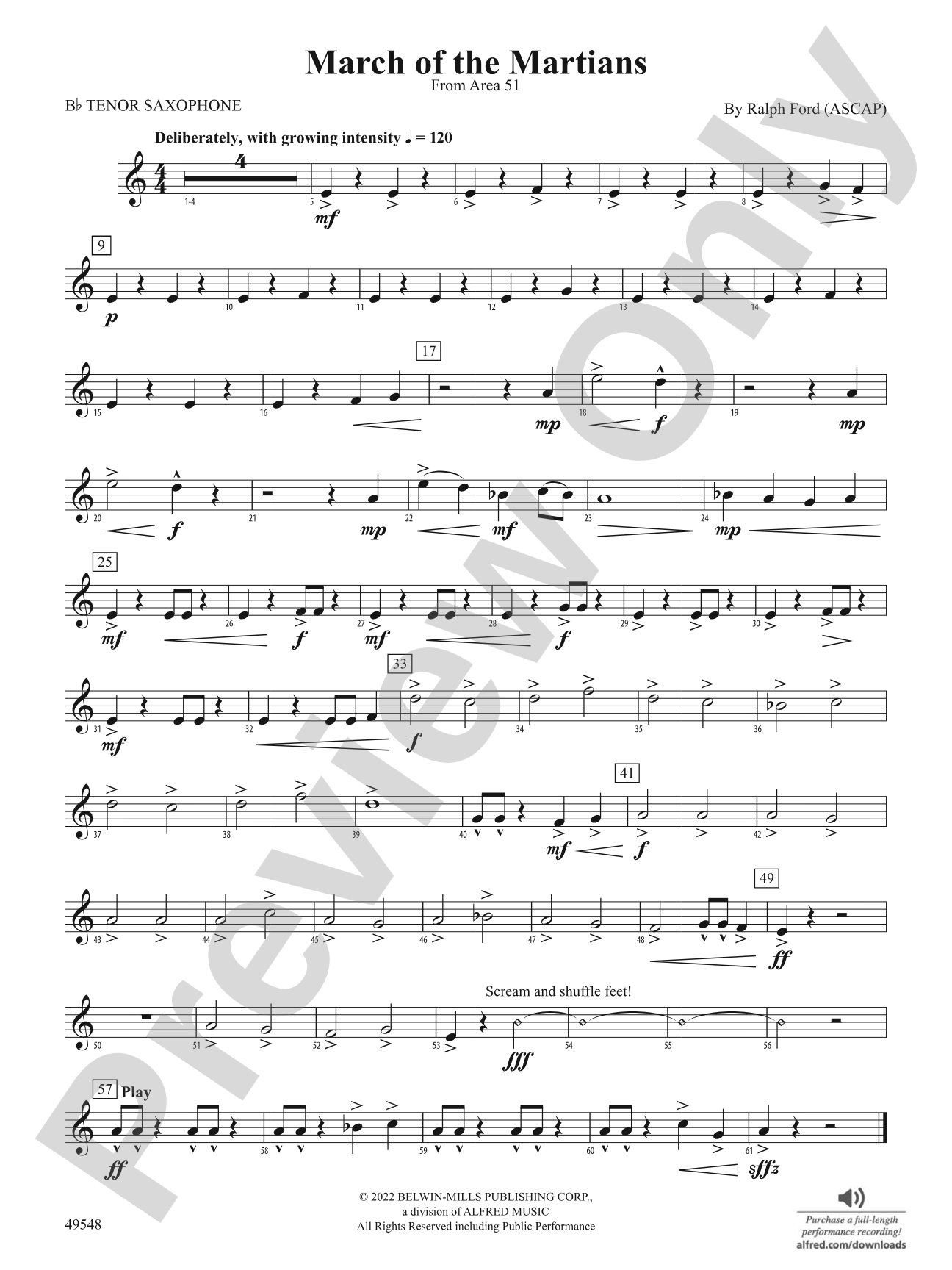 March of the Martians: B-flat Tenor Saxophone