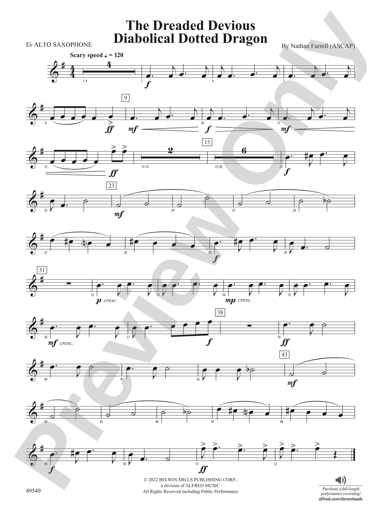 The Dreaded Devious Diabolical Dotted Dragon: E-flat Alto Saxophone