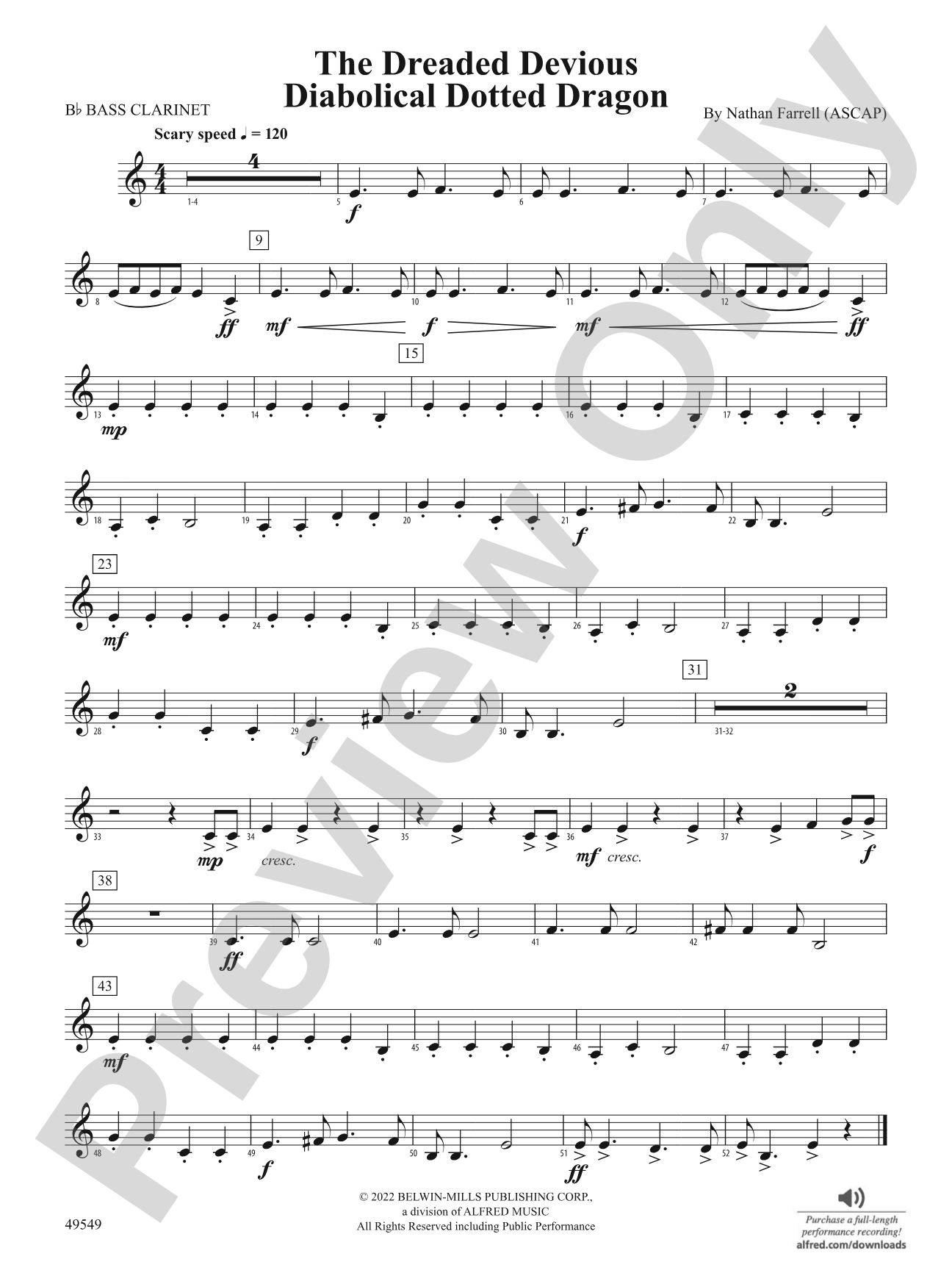 The Dreaded Devious Diabolical Dotted Dragon: B-flat Bass Clarinet