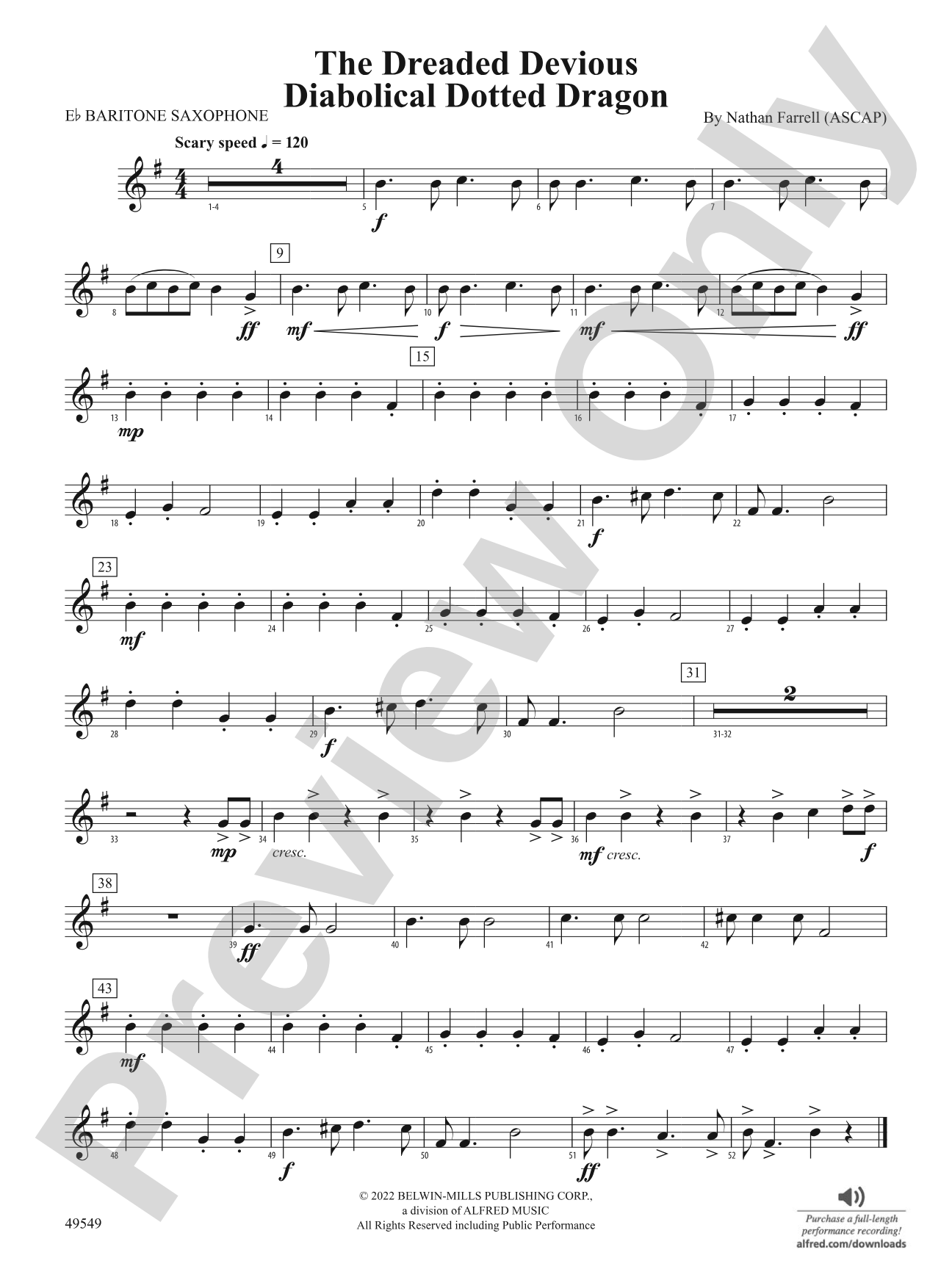 The Dreaded Devious Diabolical Dotted Dragon: E-flat Baritone Saxophone
