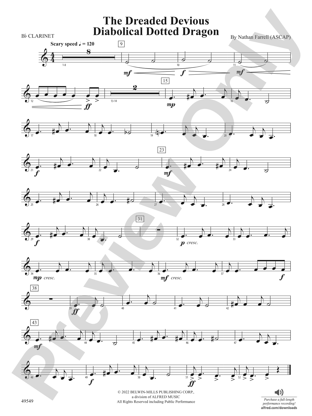 The Dreaded Devious Diabolical Dotted Dragon: 1st B-flat Clarinet