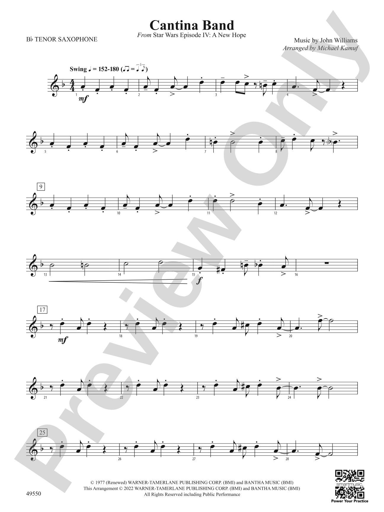 Cantina Band: B-flat Tenor Saxophone