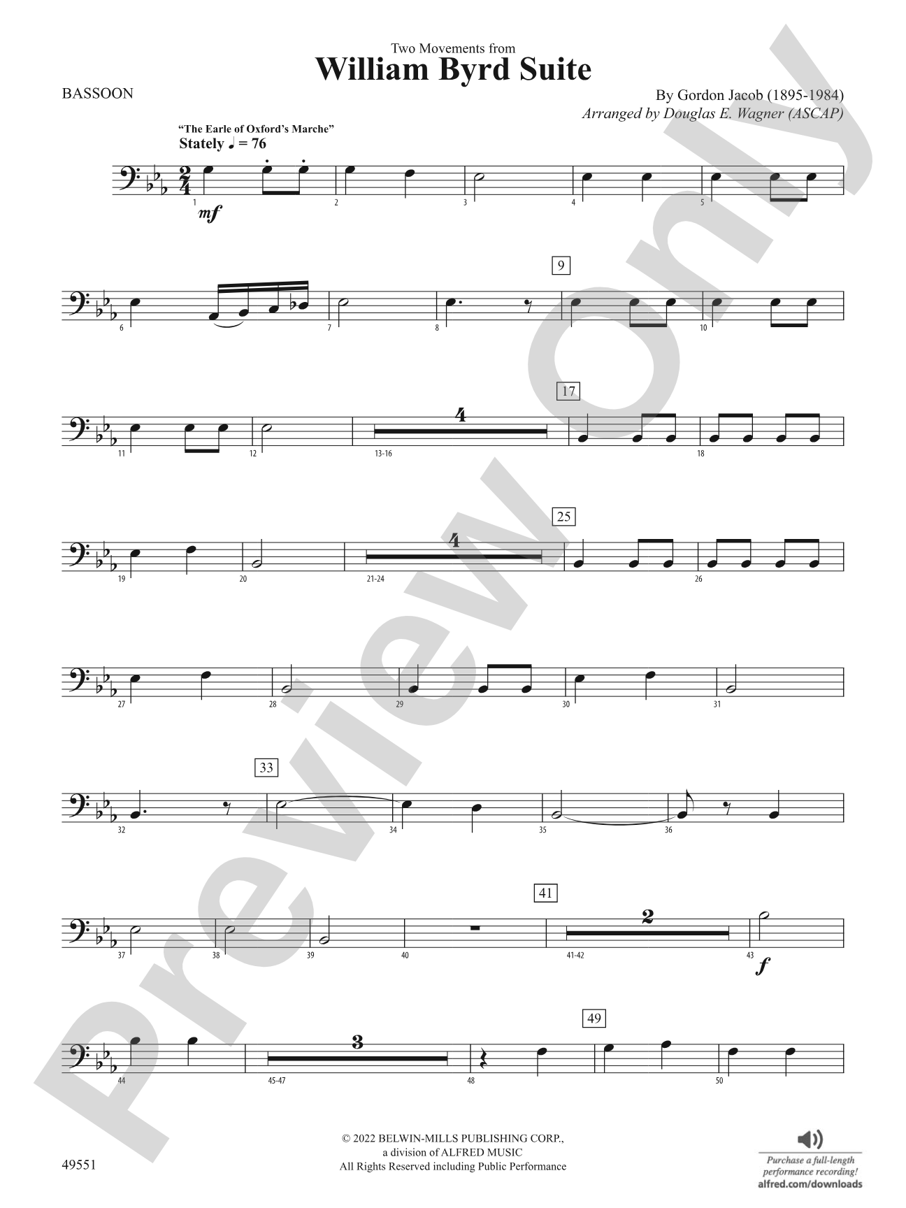 Two Movements from William Byrd Suite: Bassoon
