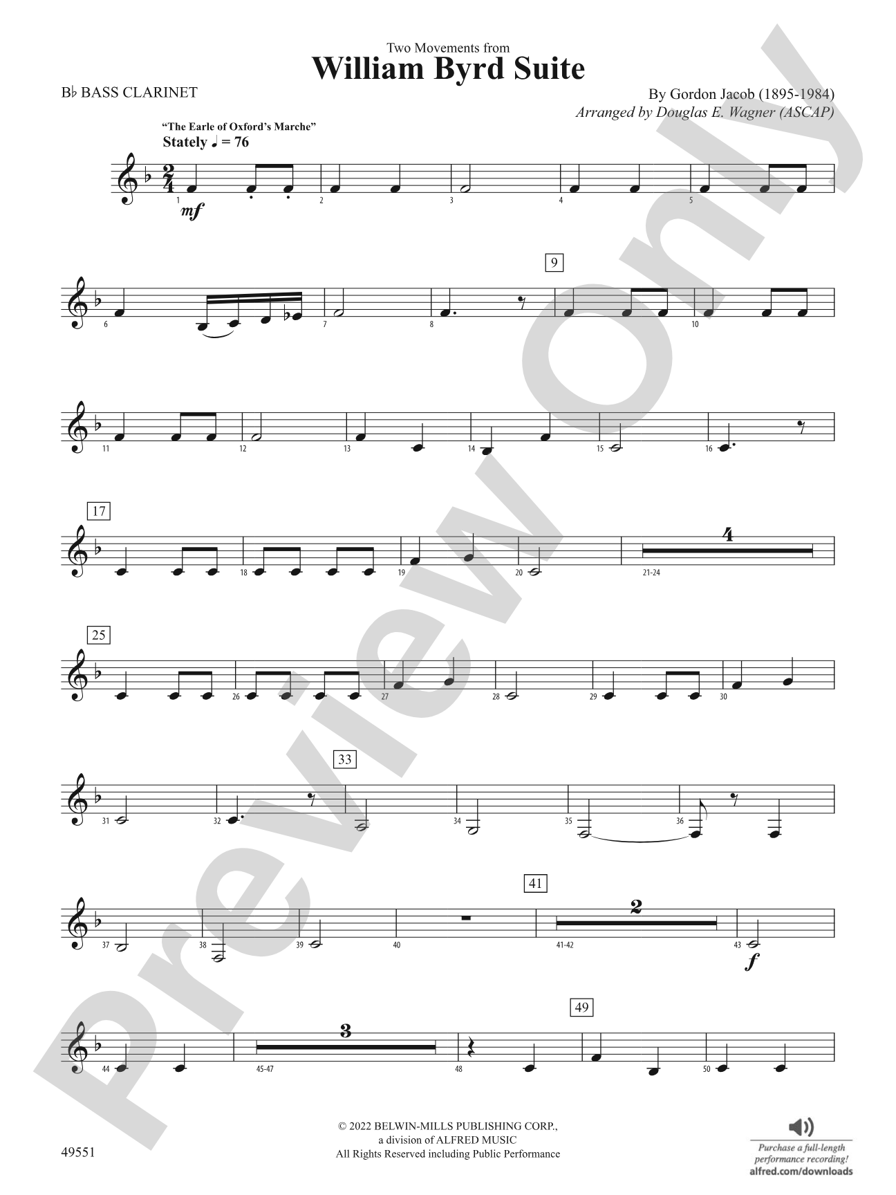 Two Movements from William Byrd Suite: B-flat Bass Clarinet