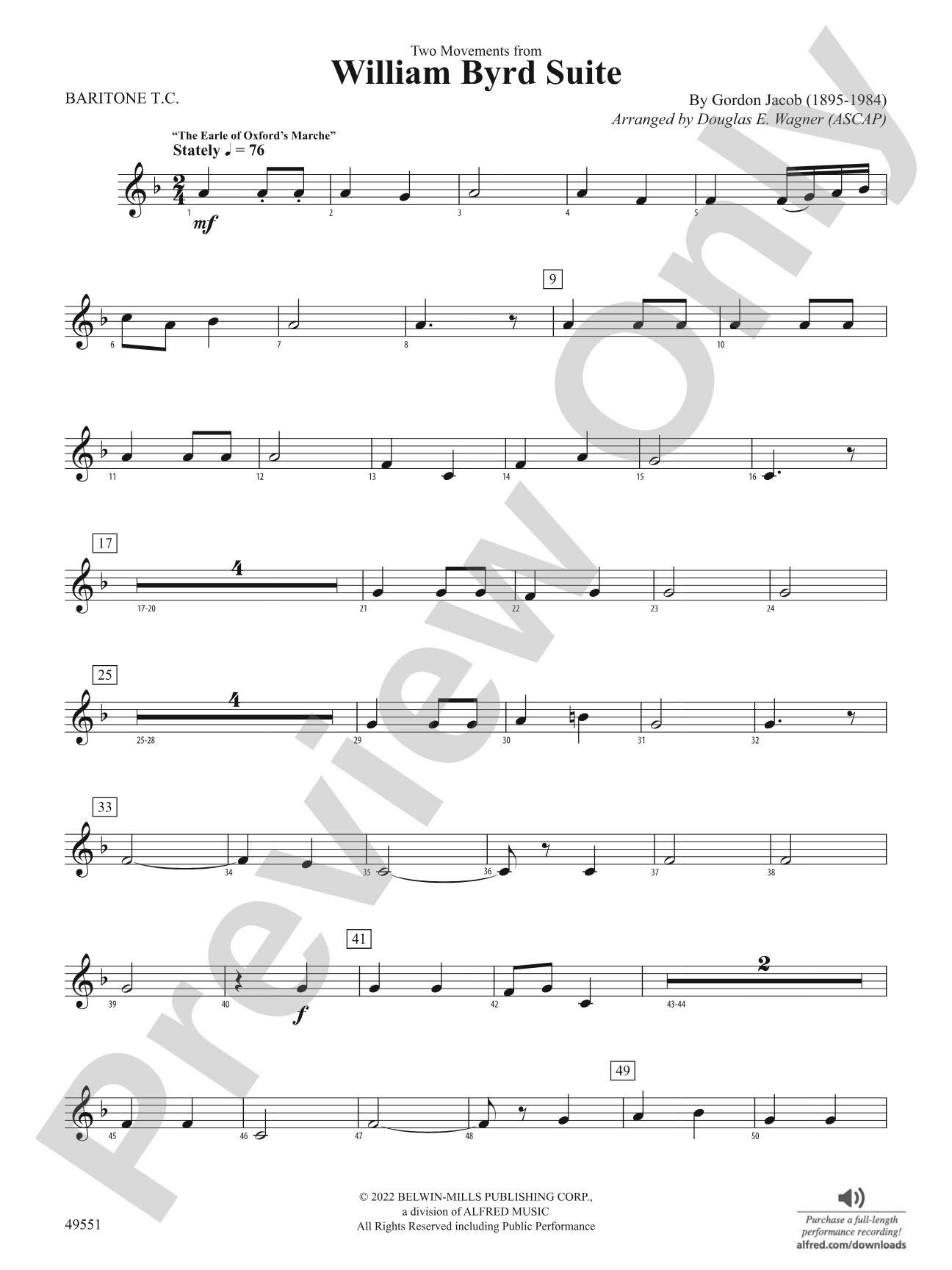 Two Movements from William Byrd Suite: Baritone T.C.