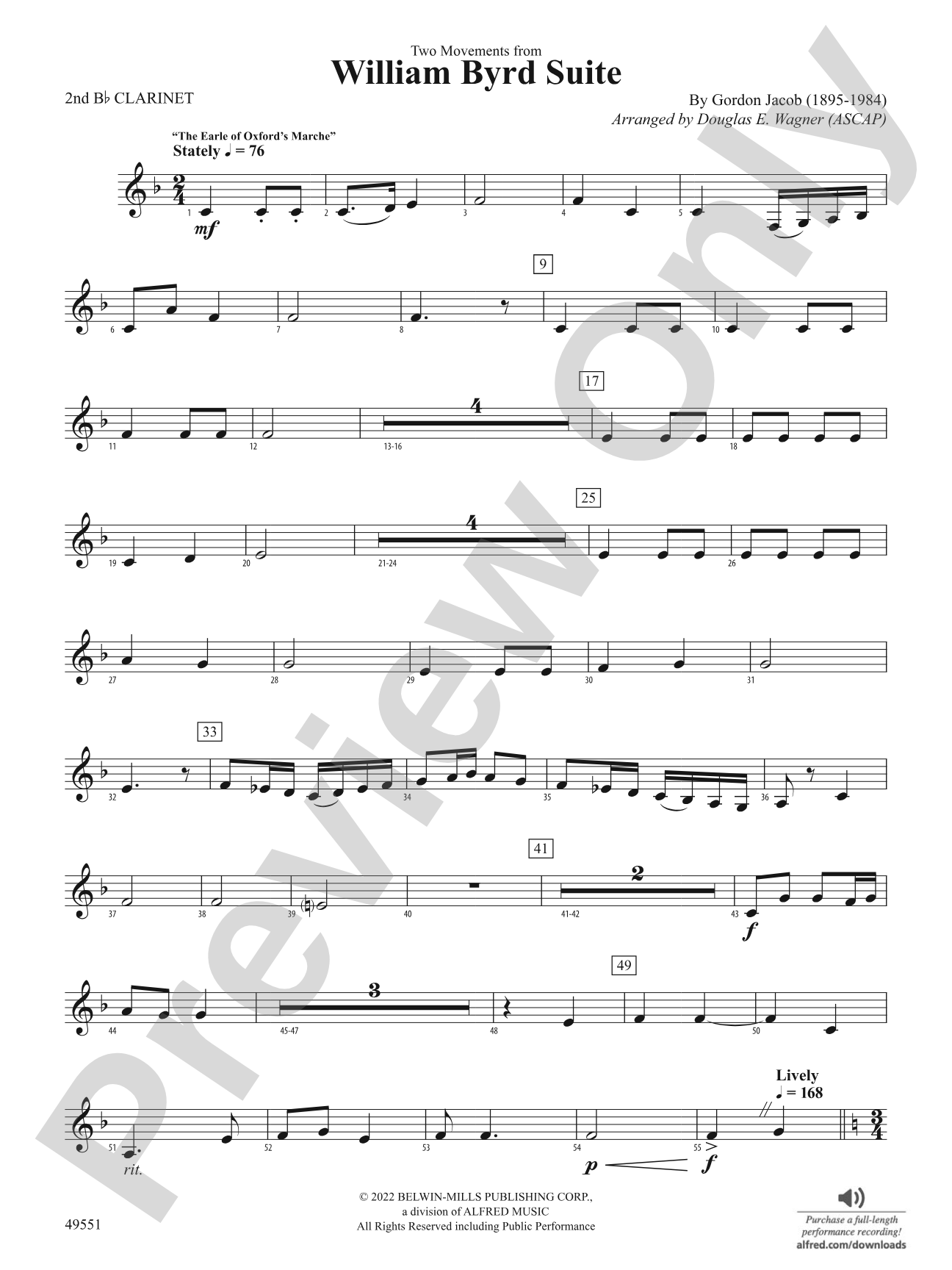 Two Movements from William Byrd Suite: 2nd B-flat Clarinet