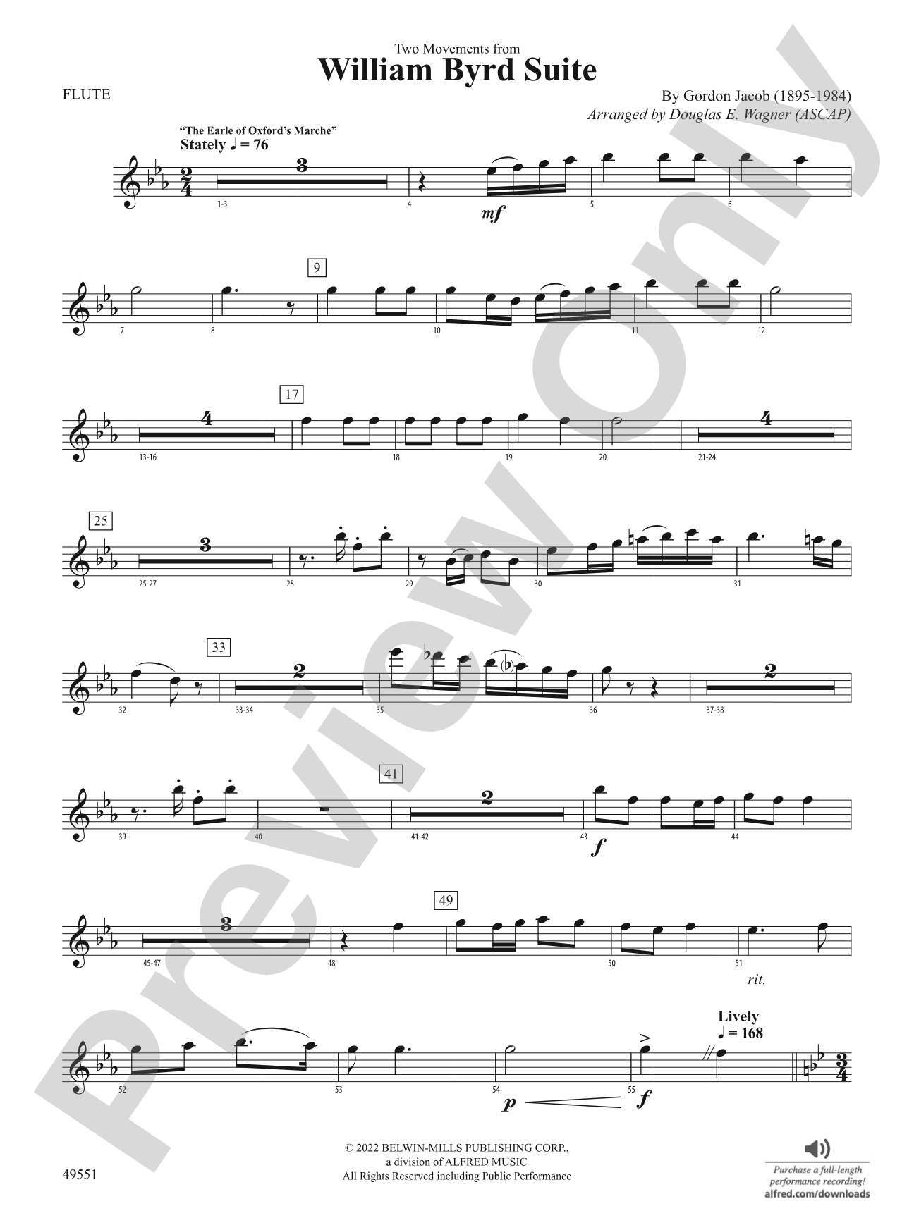 Two Movements from William Byrd Suite: Flute