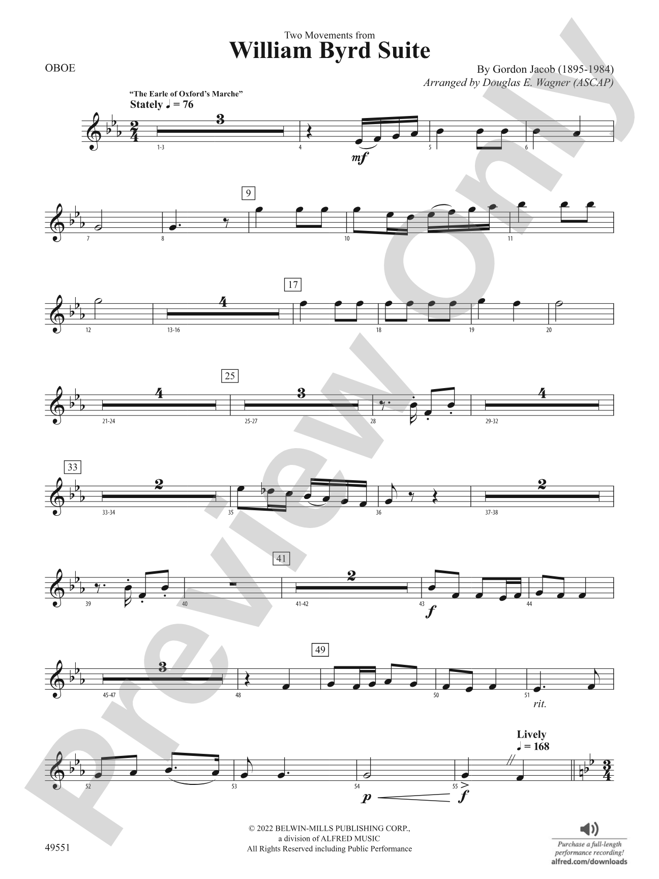 Two Movements from William Byrd Suite: Oboe