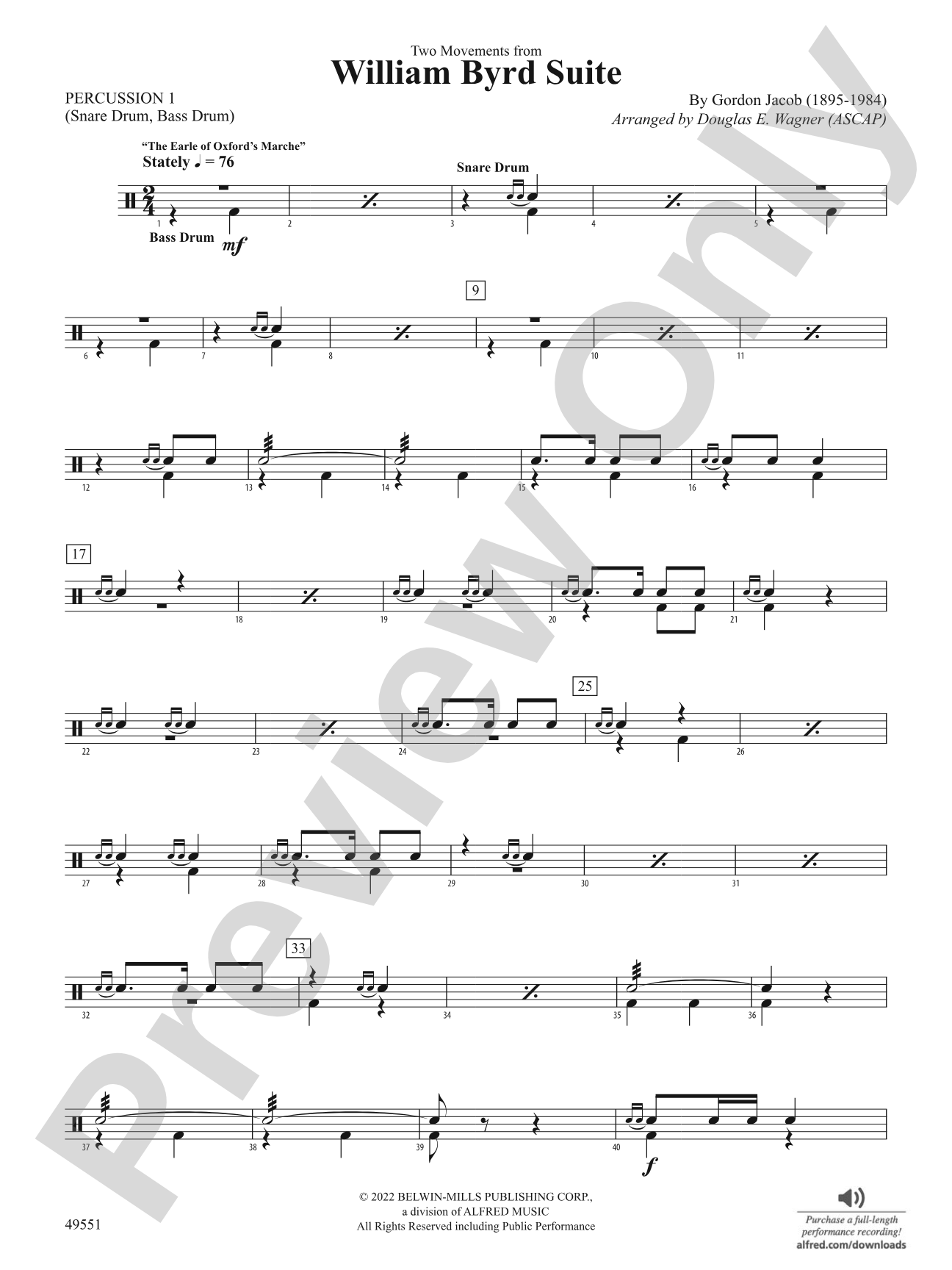Two Movements from William Byrd Suite: 1st Percussion