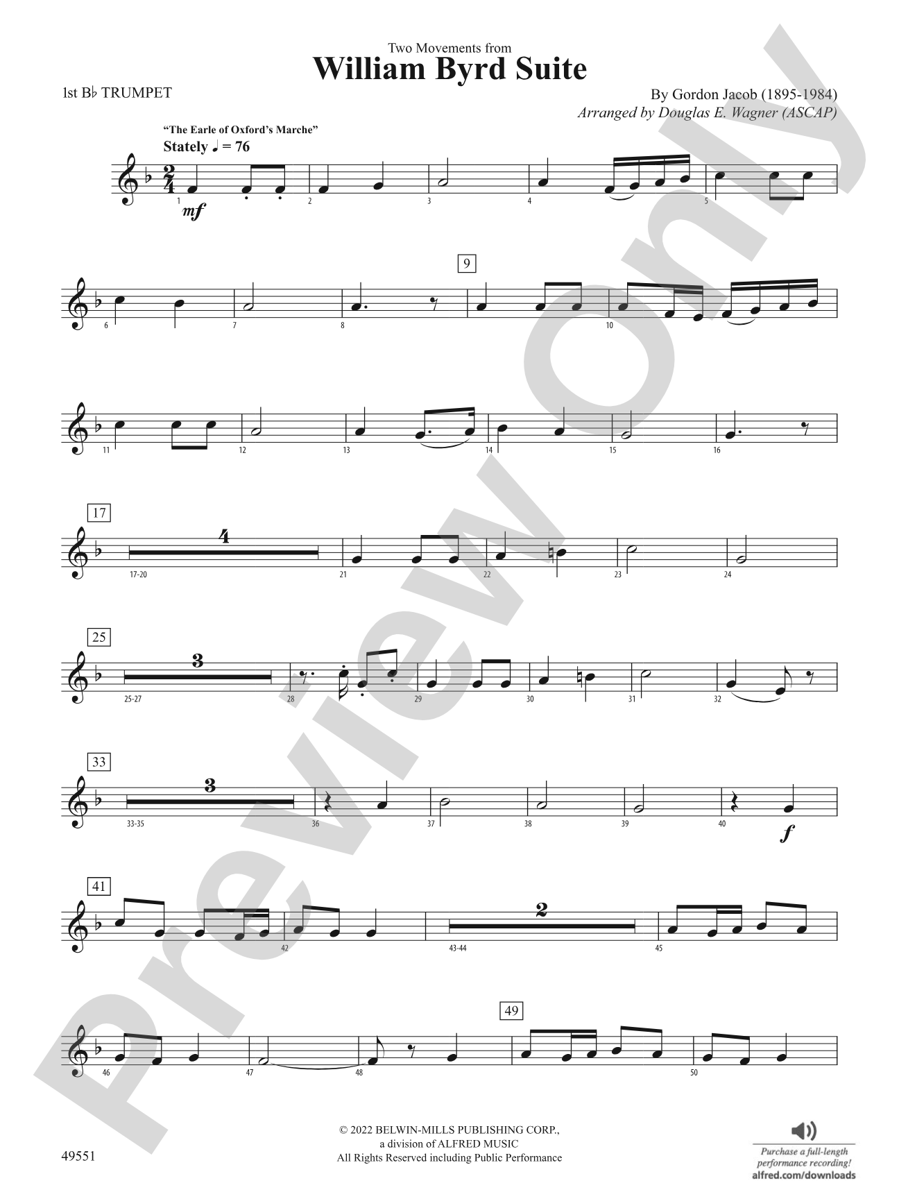 Two Movements from William Byrd Suite: 1st B-flat Trumpet