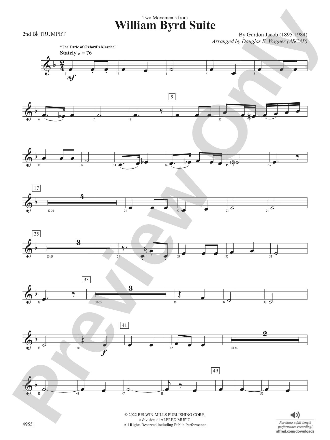 Two Movements from William Byrd Suite: 2nd B-flat Trumpet