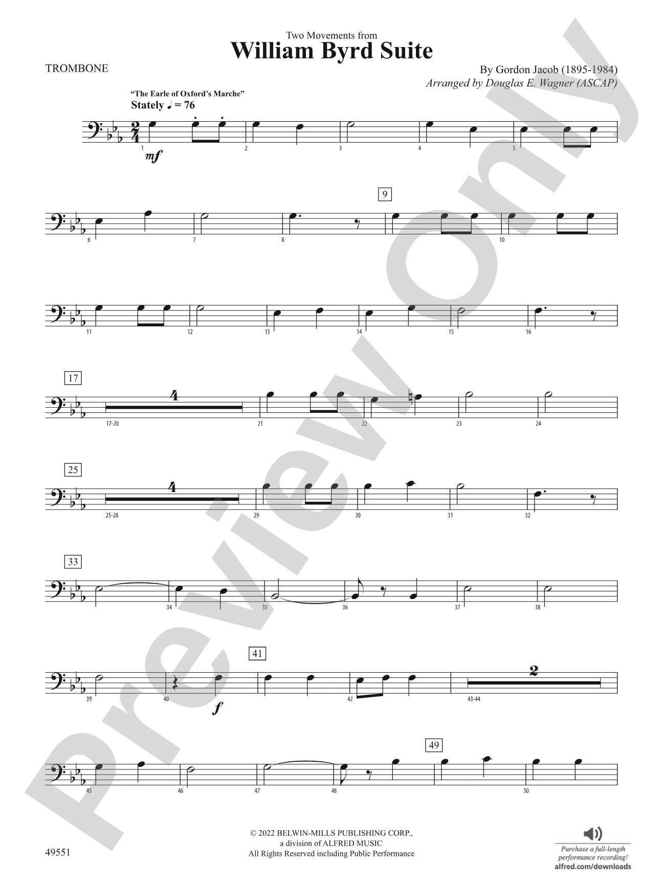 Two Movements from William Byrd Suite: 1st Trombone