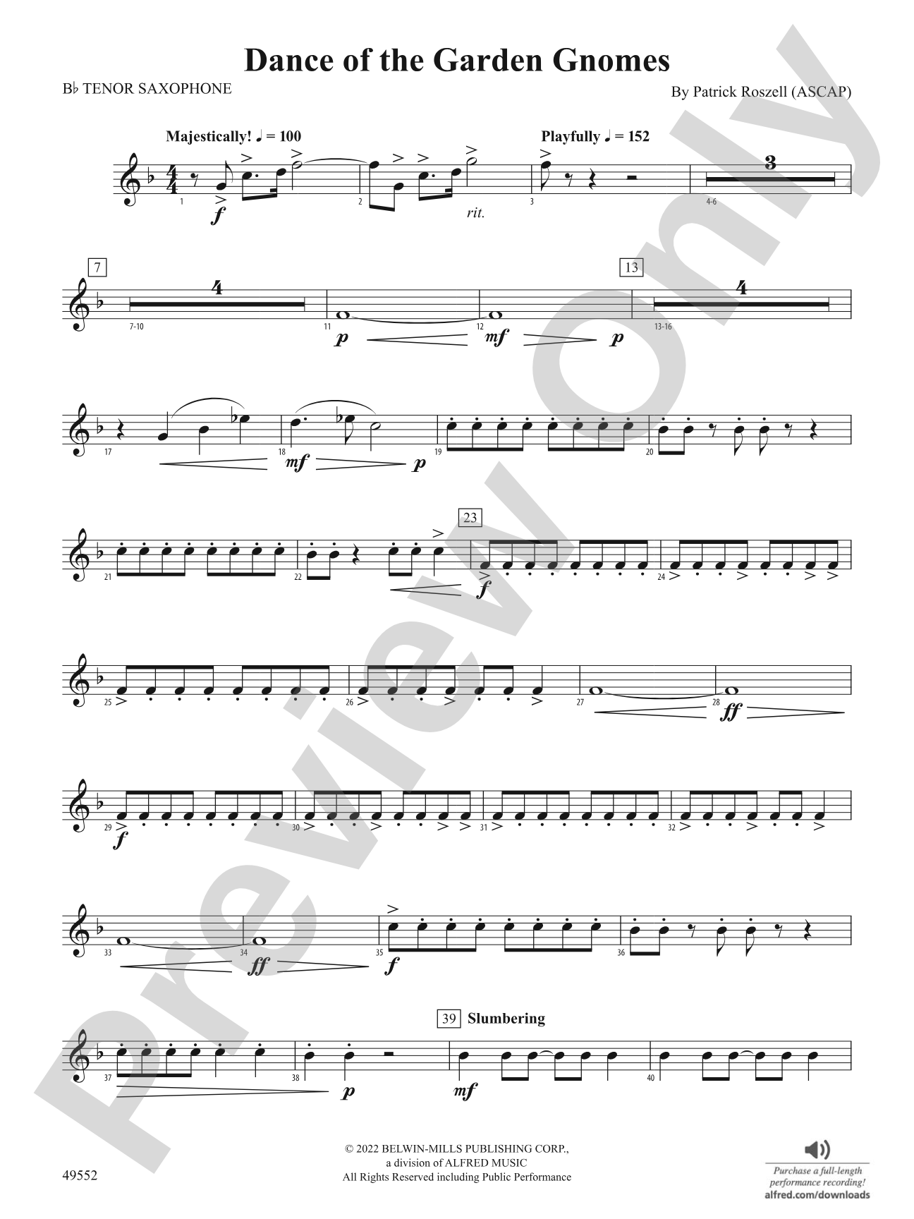 Dance of the Garden Gnomes: B-flat Tenor Saxophone
