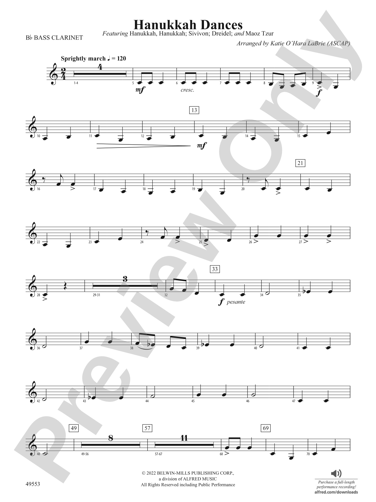Hanukkah Dances: B-flat Bass Clarinet