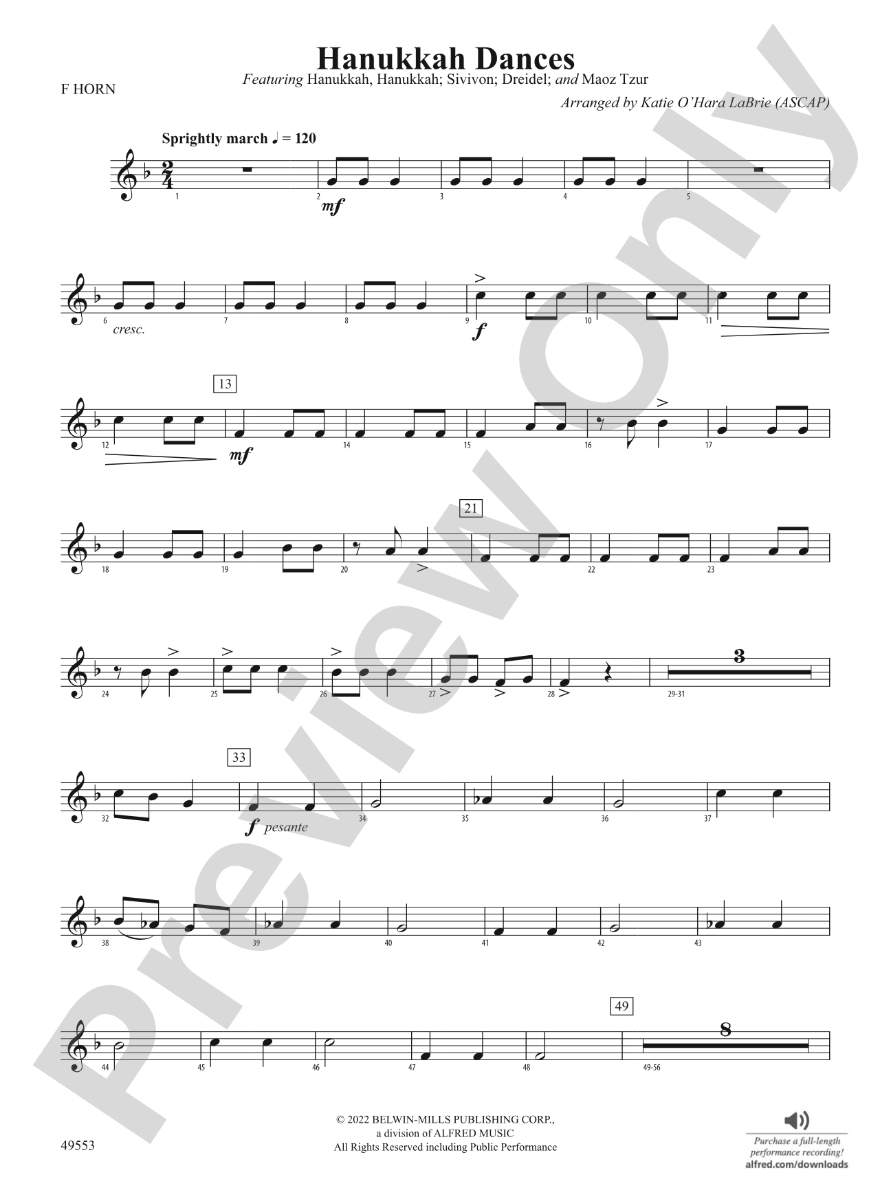 Hanukkah Dances: 1st F Horn