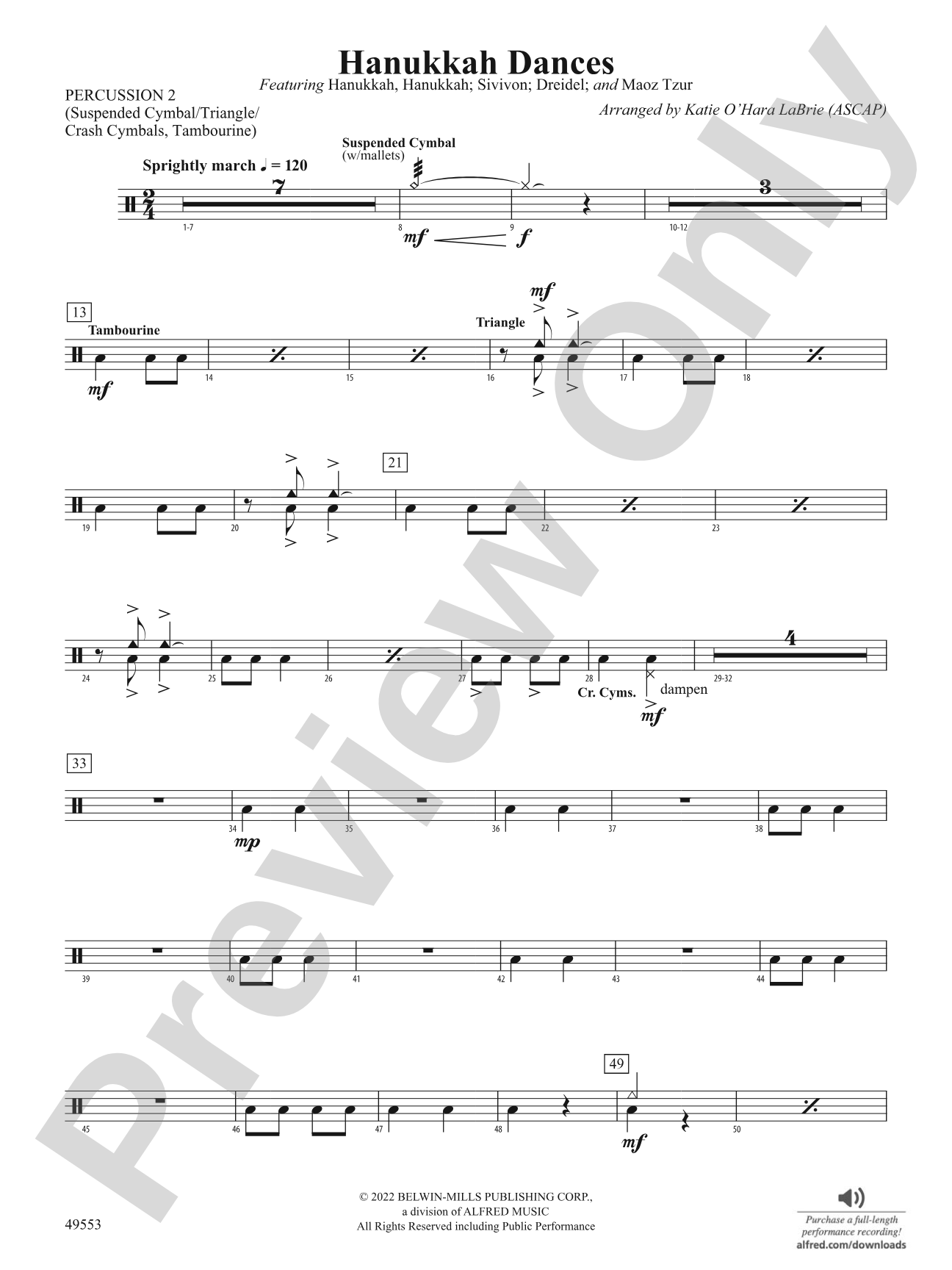 Hanukkah Dances: 2nd Percussion