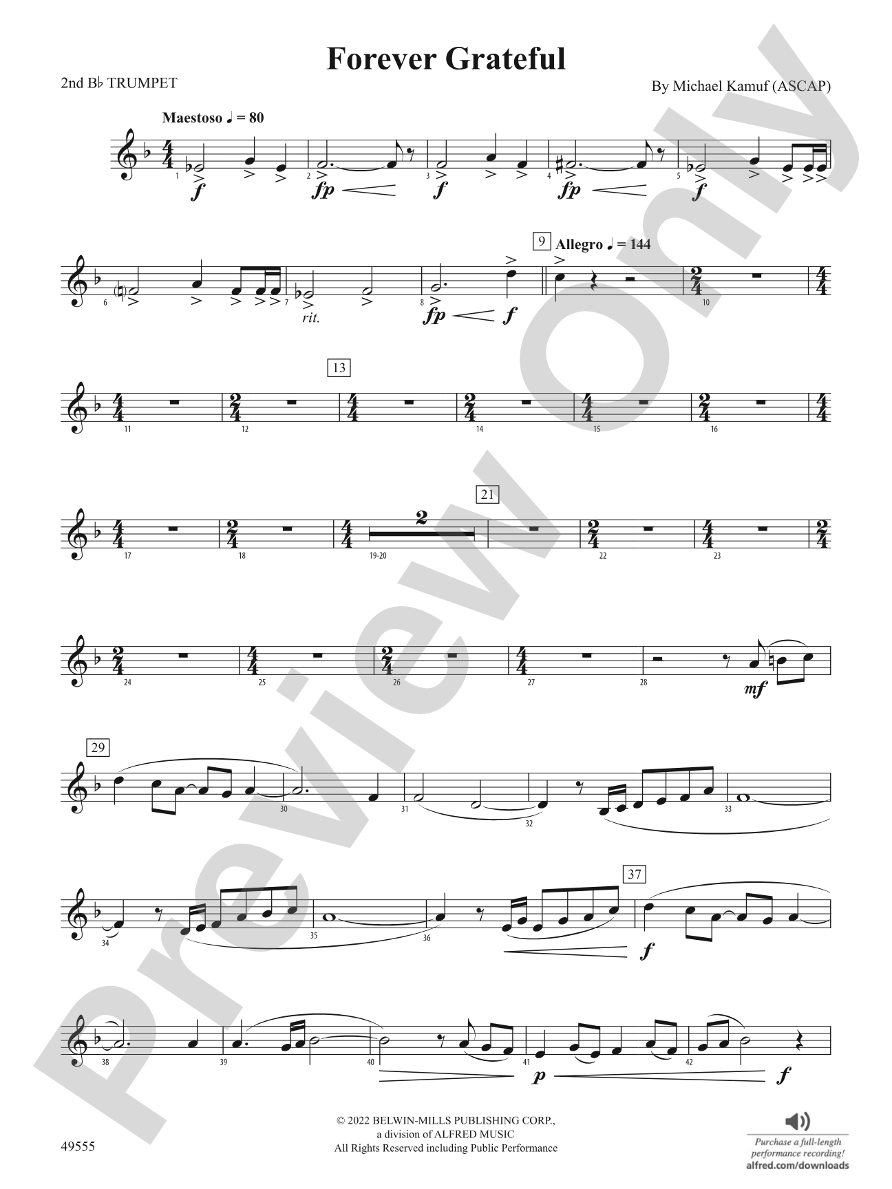 Forever Grateful: 2nd B-flat Trumpet