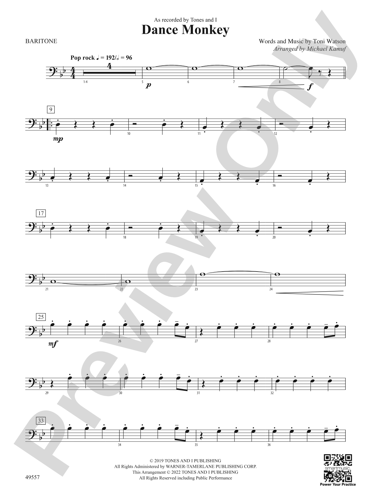 Dance Monkey: Baritone B.C.