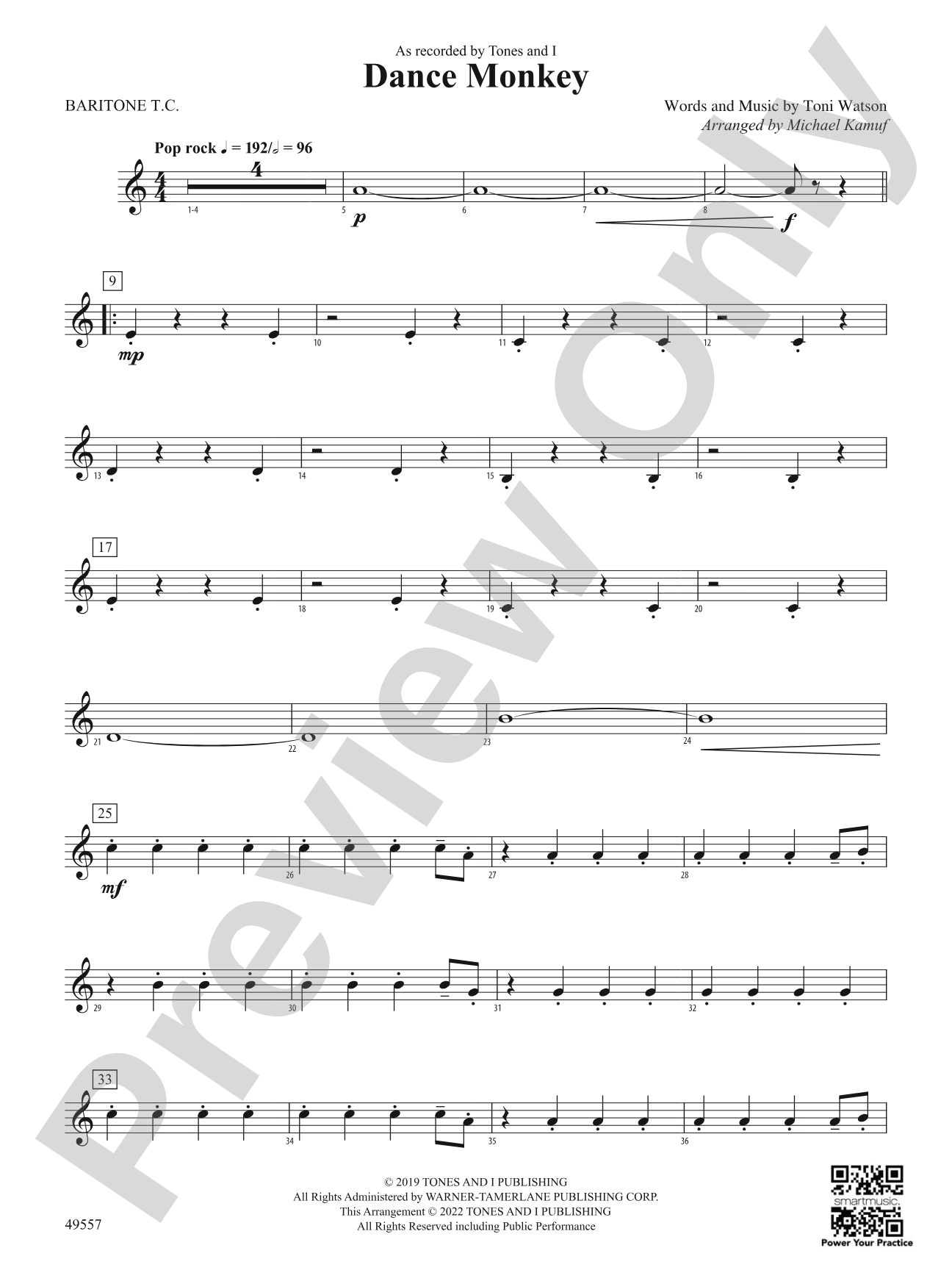 Dance Monkey: Baritone T.C.