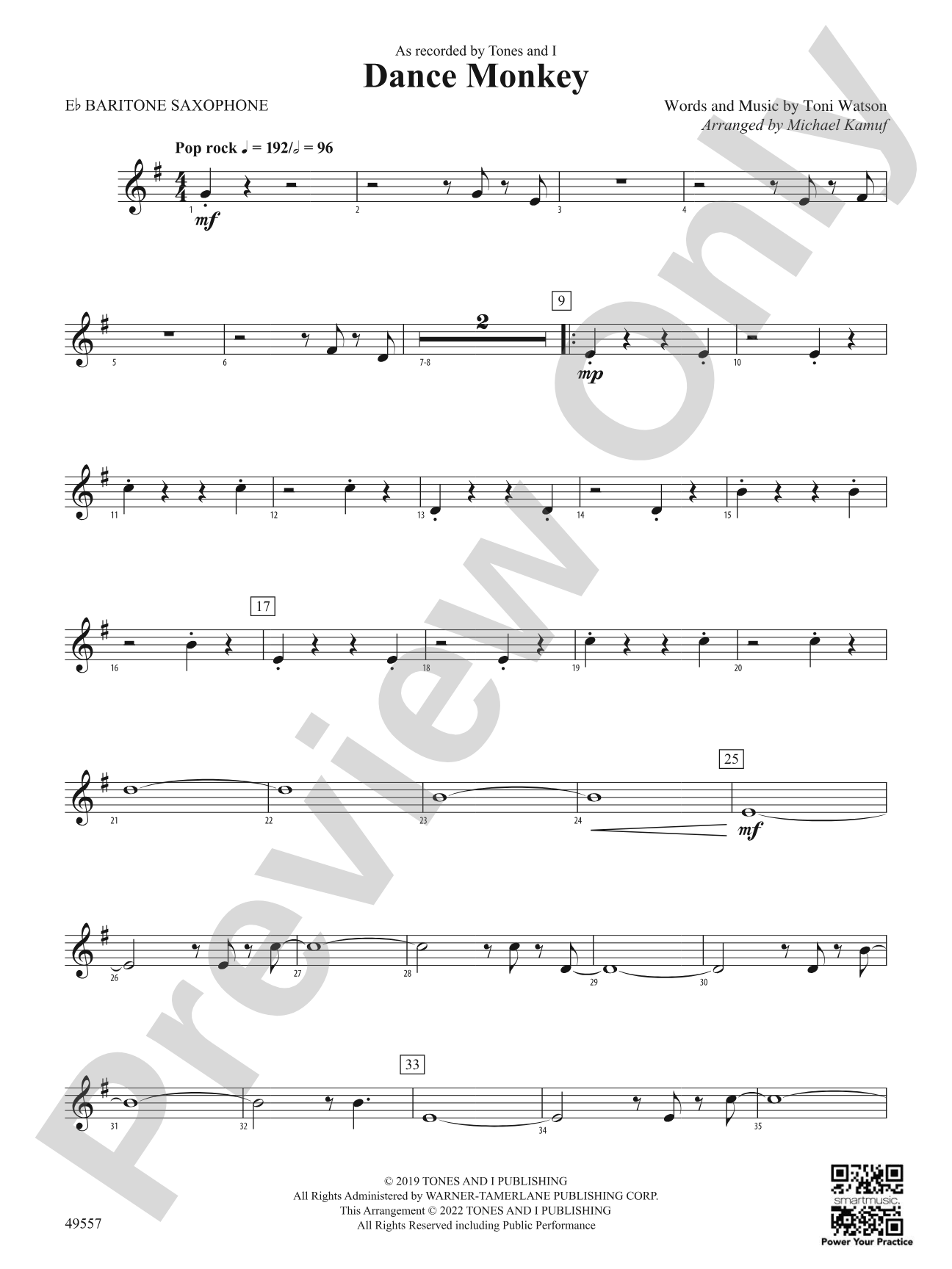 Dance Monkey: E-flat Baritone Saxophone