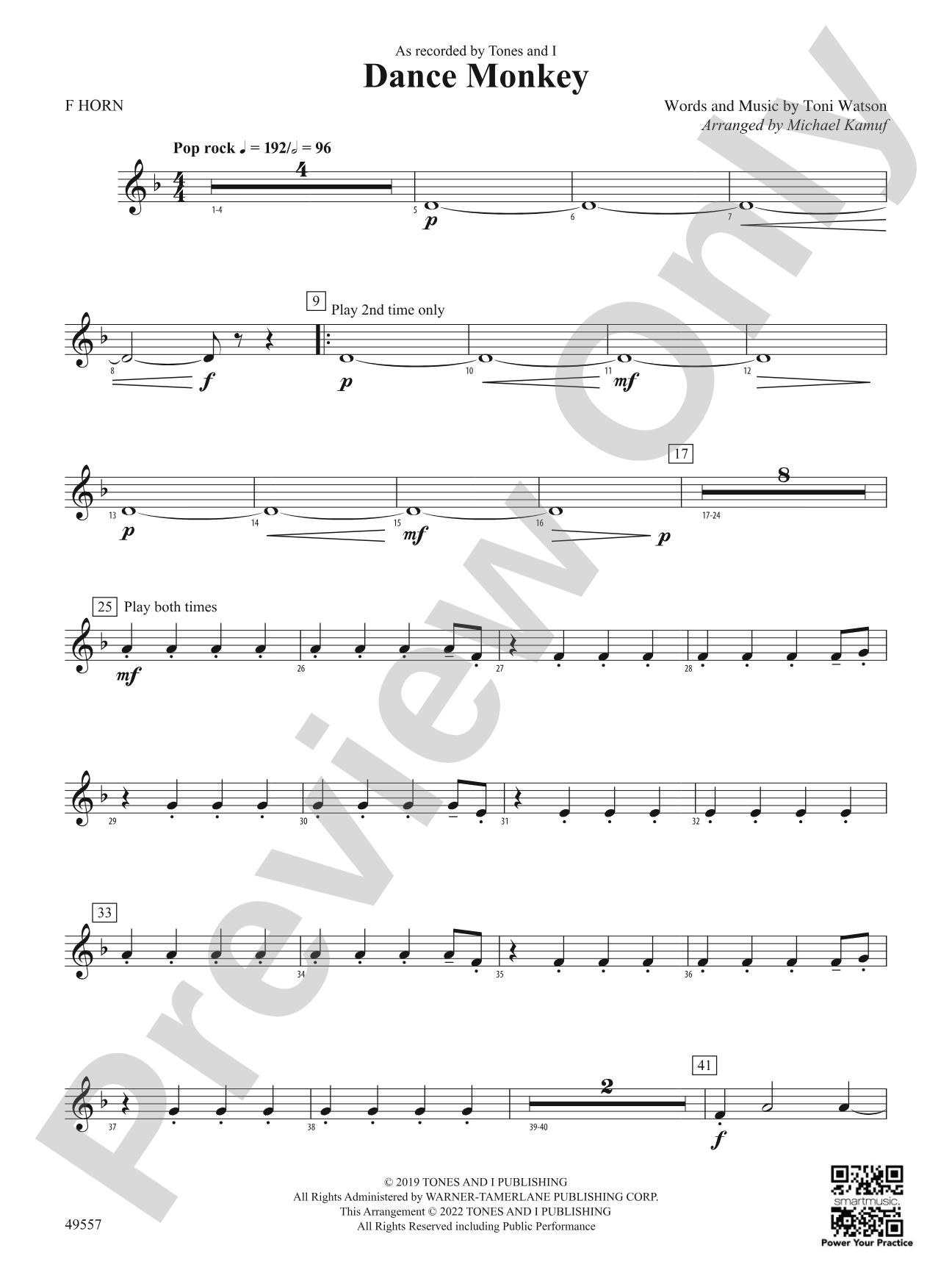 Dance Monkey: 1st F Horn