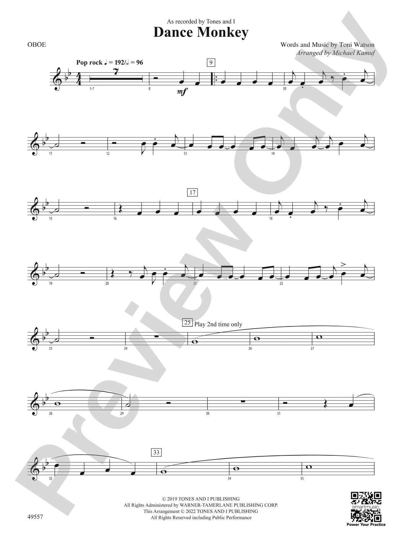 Dance Monkey: Oboe