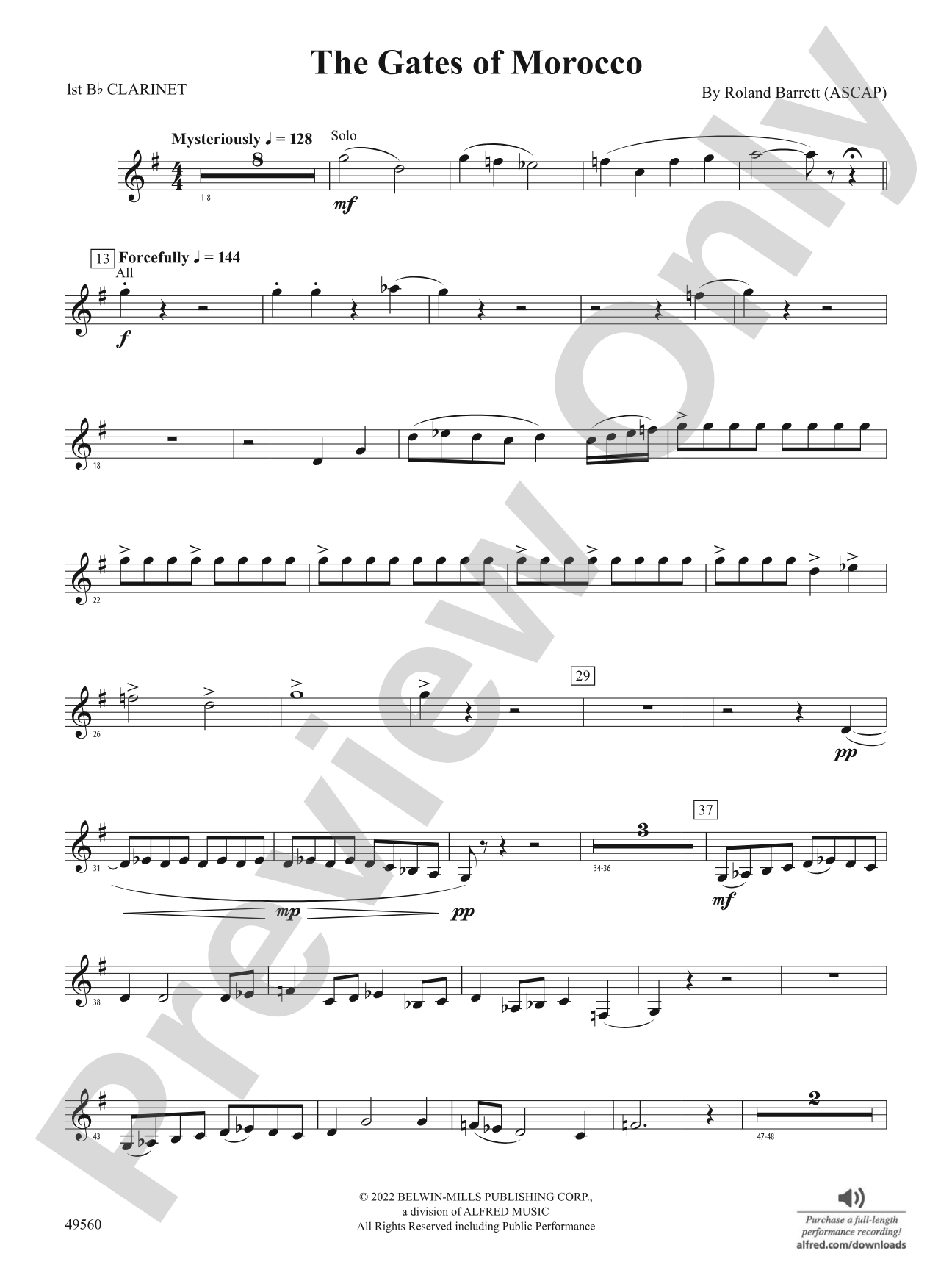 The Gates of Morocco: 1st B-flat Clarinet