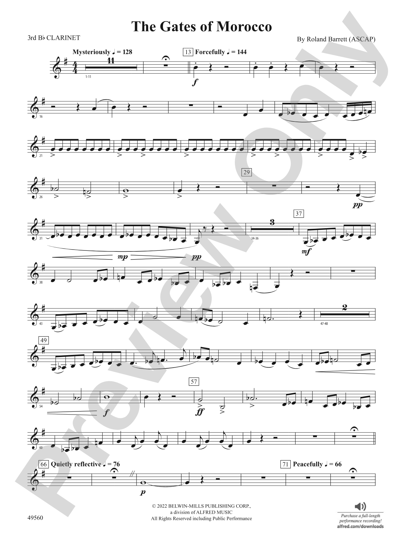 The Gates of Morocco: 3rd B-flat Clarinet