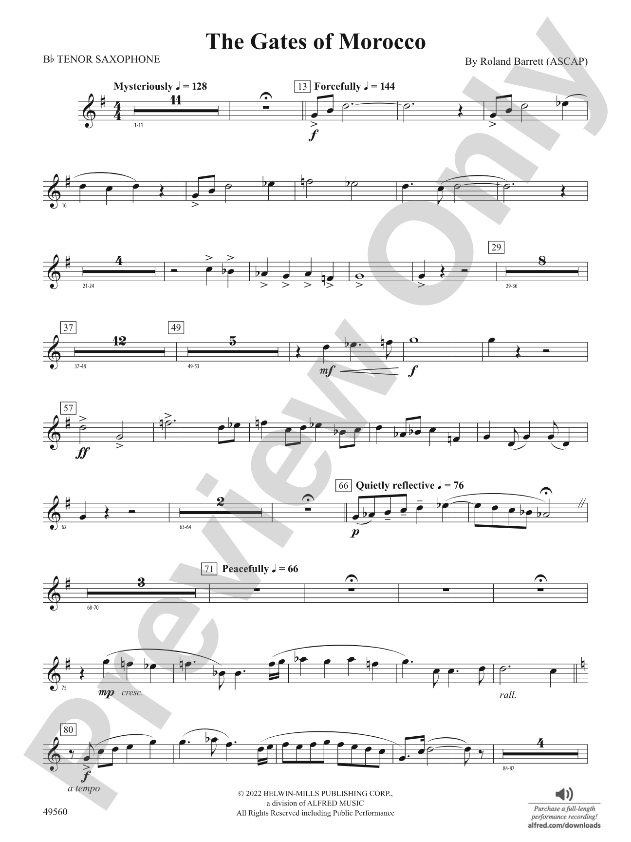 The Gates of Morocco: B-flat Tenor Saxophone