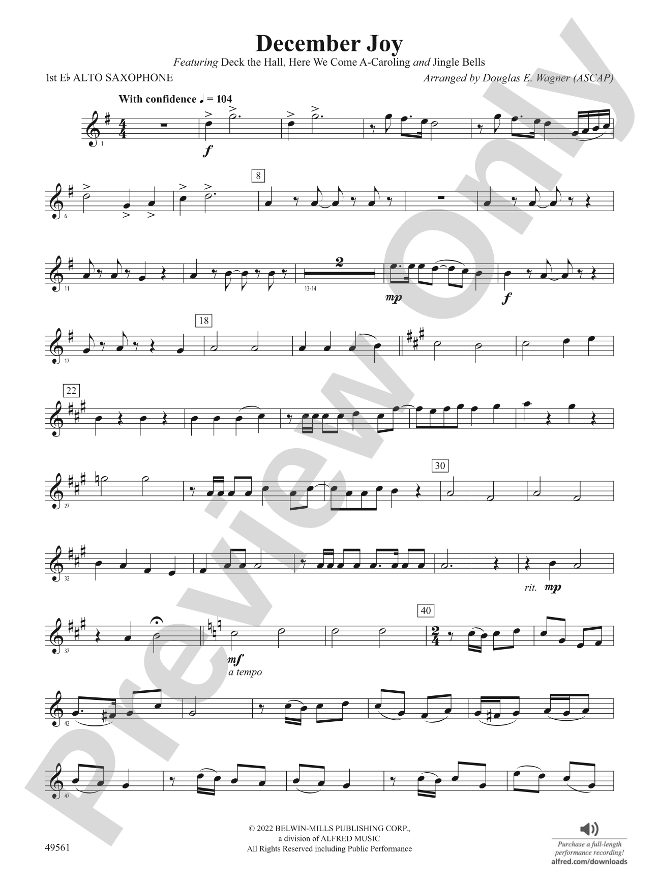 December Joy: E-flat Alto Saxophone