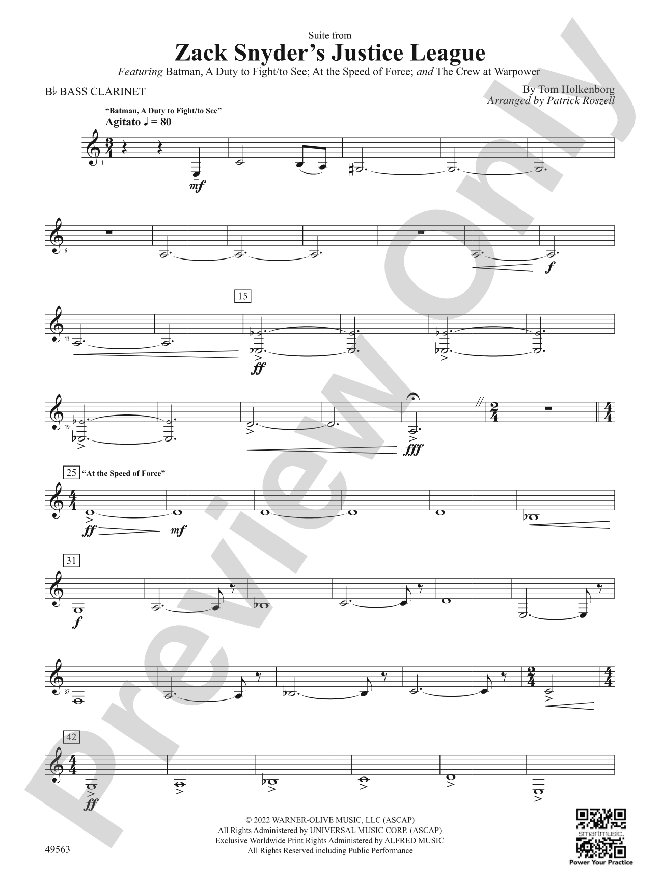Suite from Zack Snyder's Justice League: B-flat Bass Clarinet