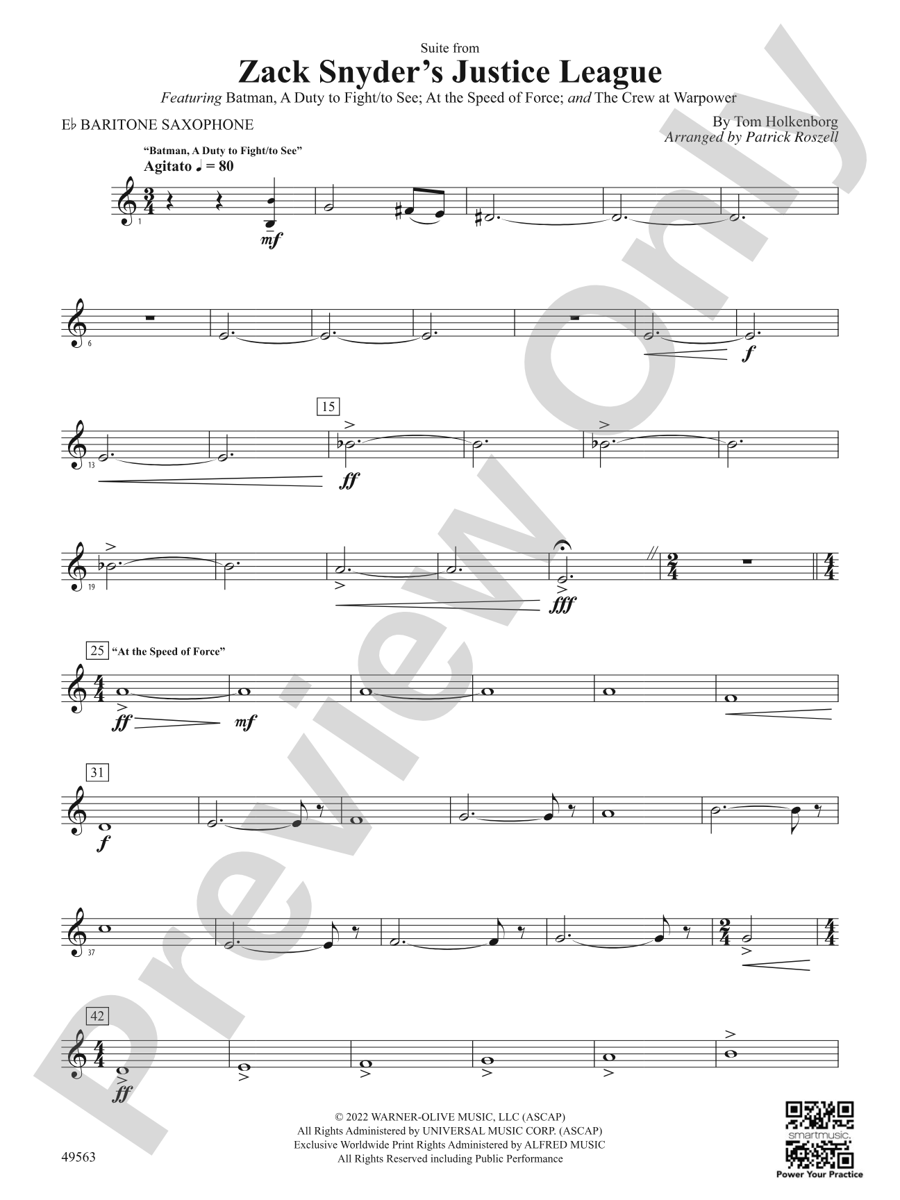 Suite from Zack Snyder's Justice League: E-flat Baritone Saxophone