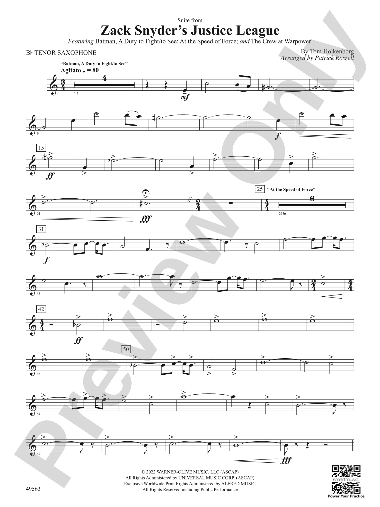 Suite from Zack Snyder's Justice League: B-flat Tenor Saxophone