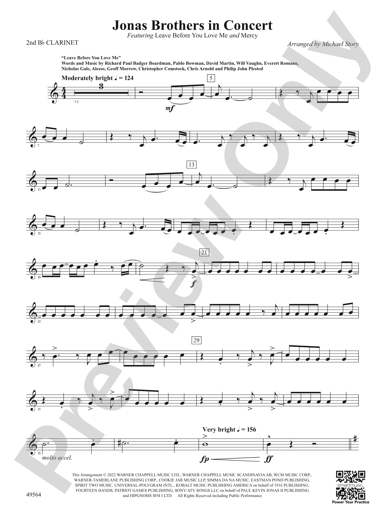 Jonas Brothers in Concert: 2nd B-flat Clarinet