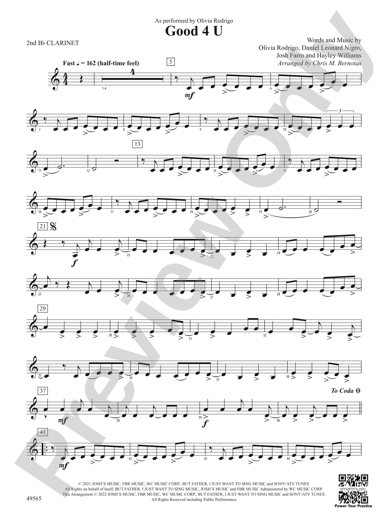 Good 4 U: 2nd B-flat Clarinet