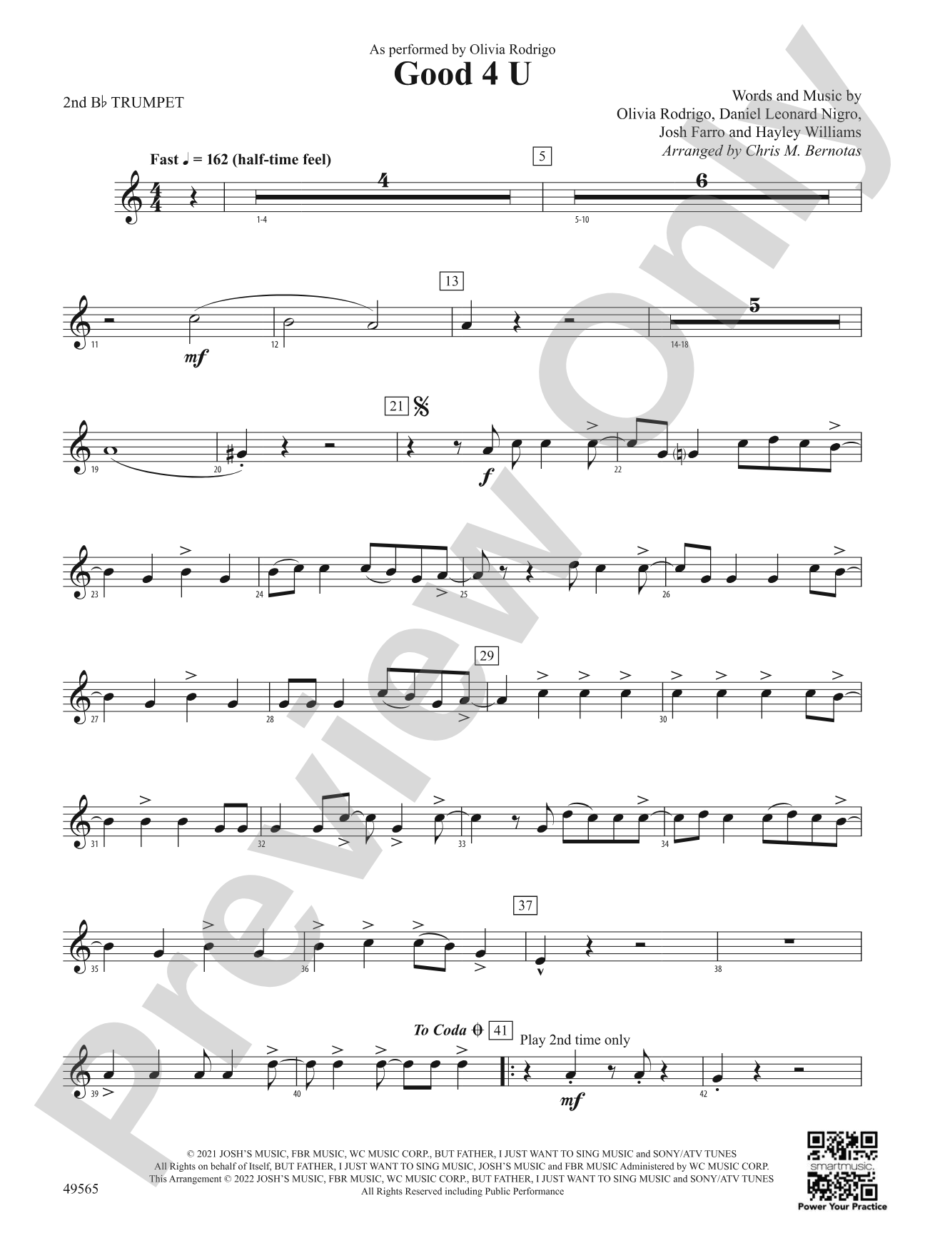 Good 4 U: 2nd B-flat Trumpet