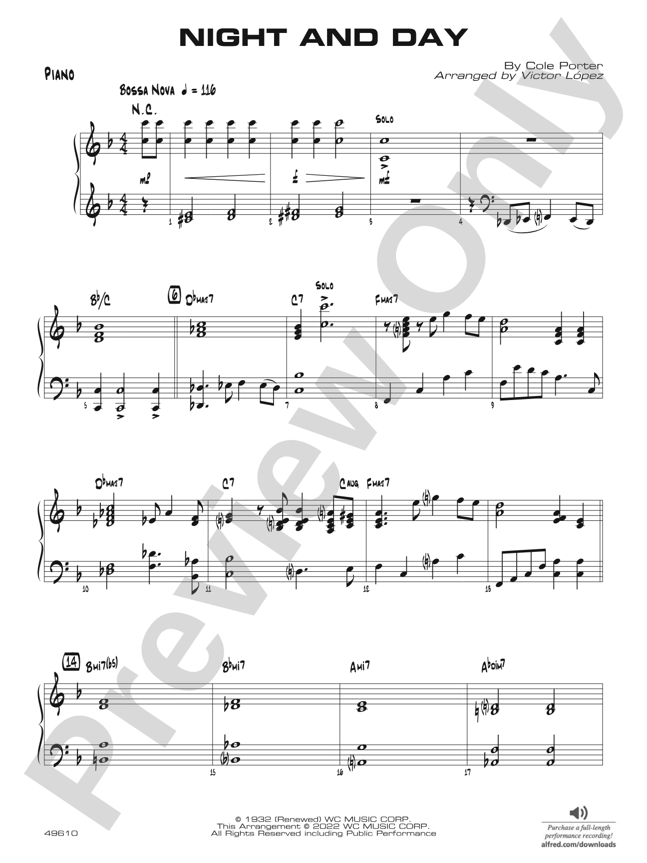 Night and Day: Piano Accompaniment