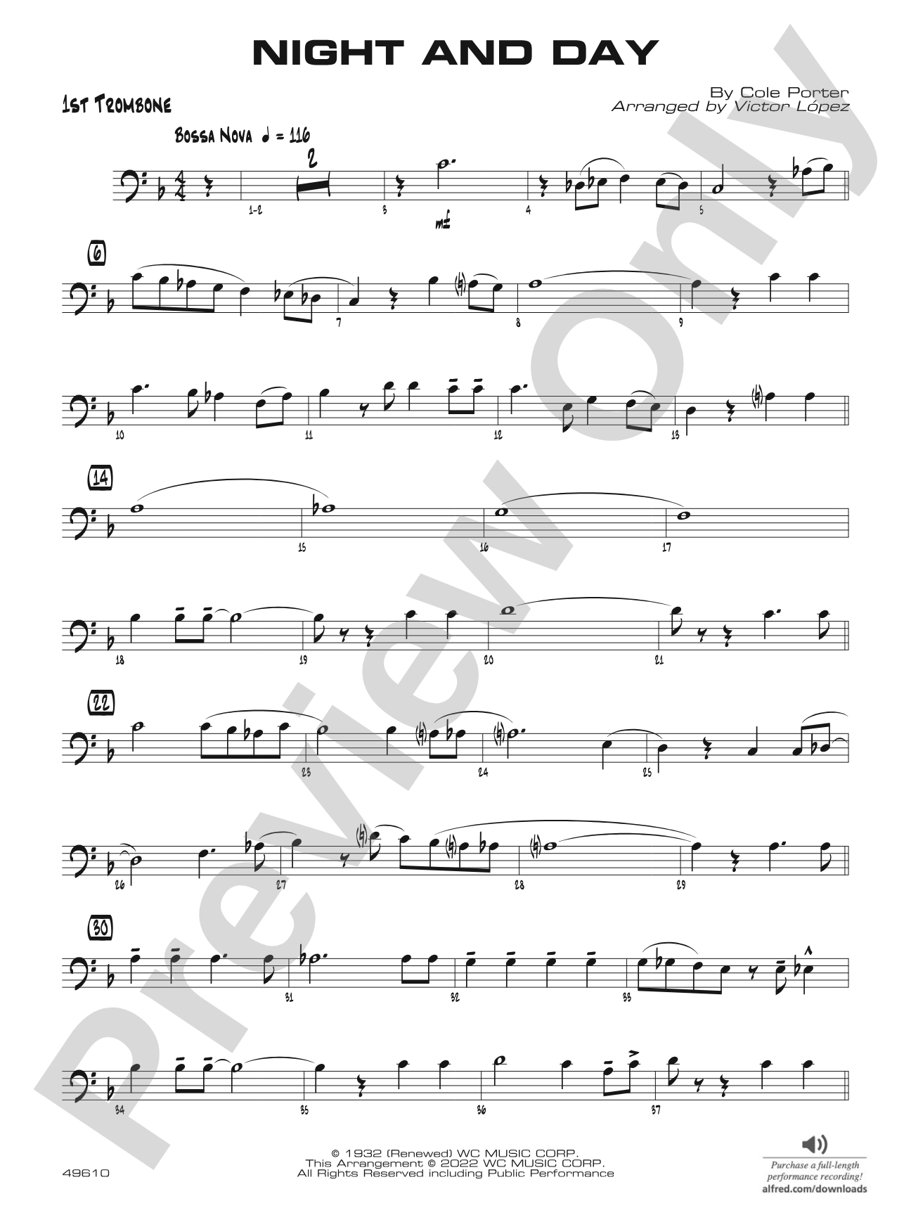 Night and Day: 1st Trombone