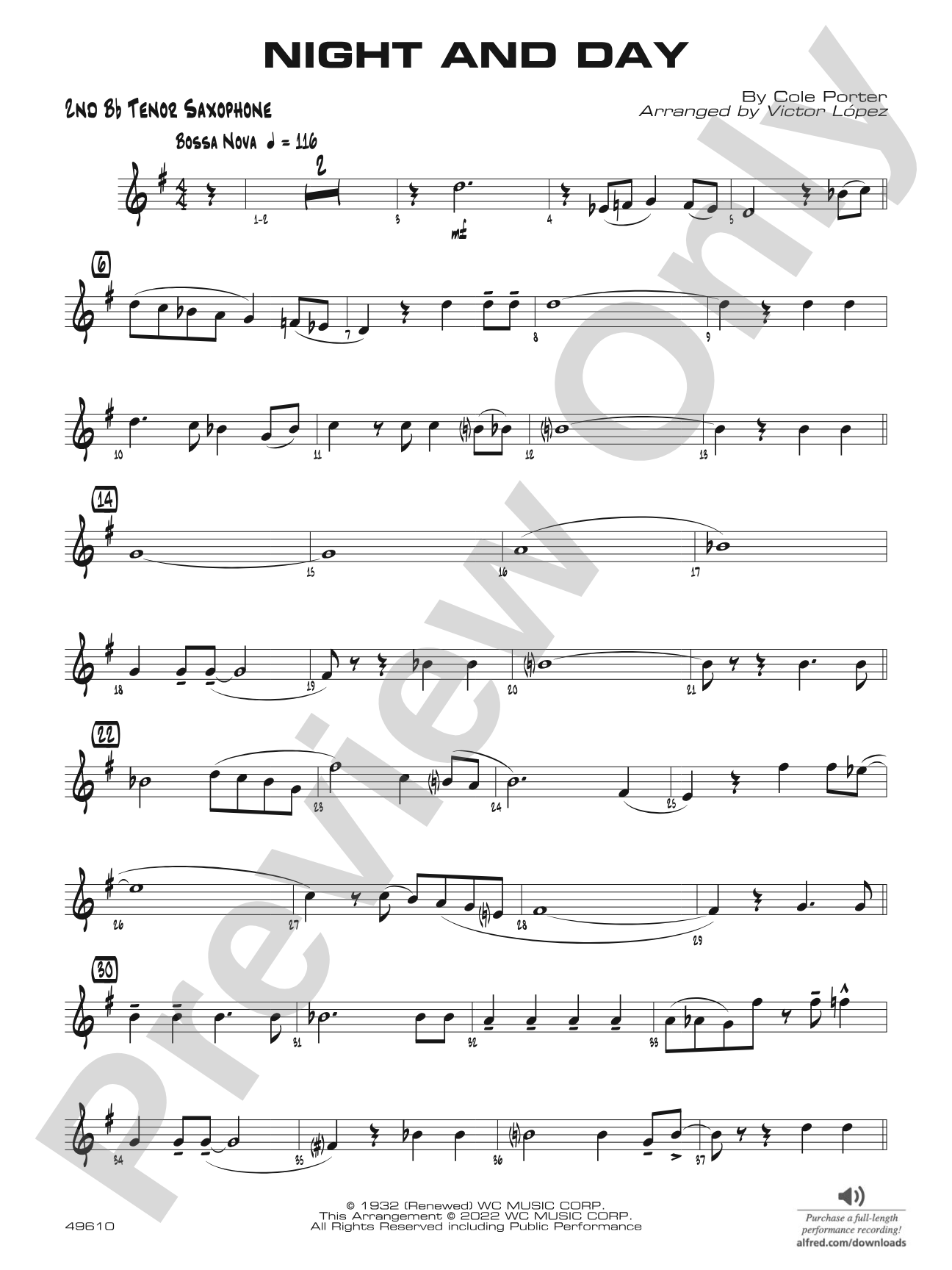 Night and Day: 2nd B-flat Tenor Saxophone